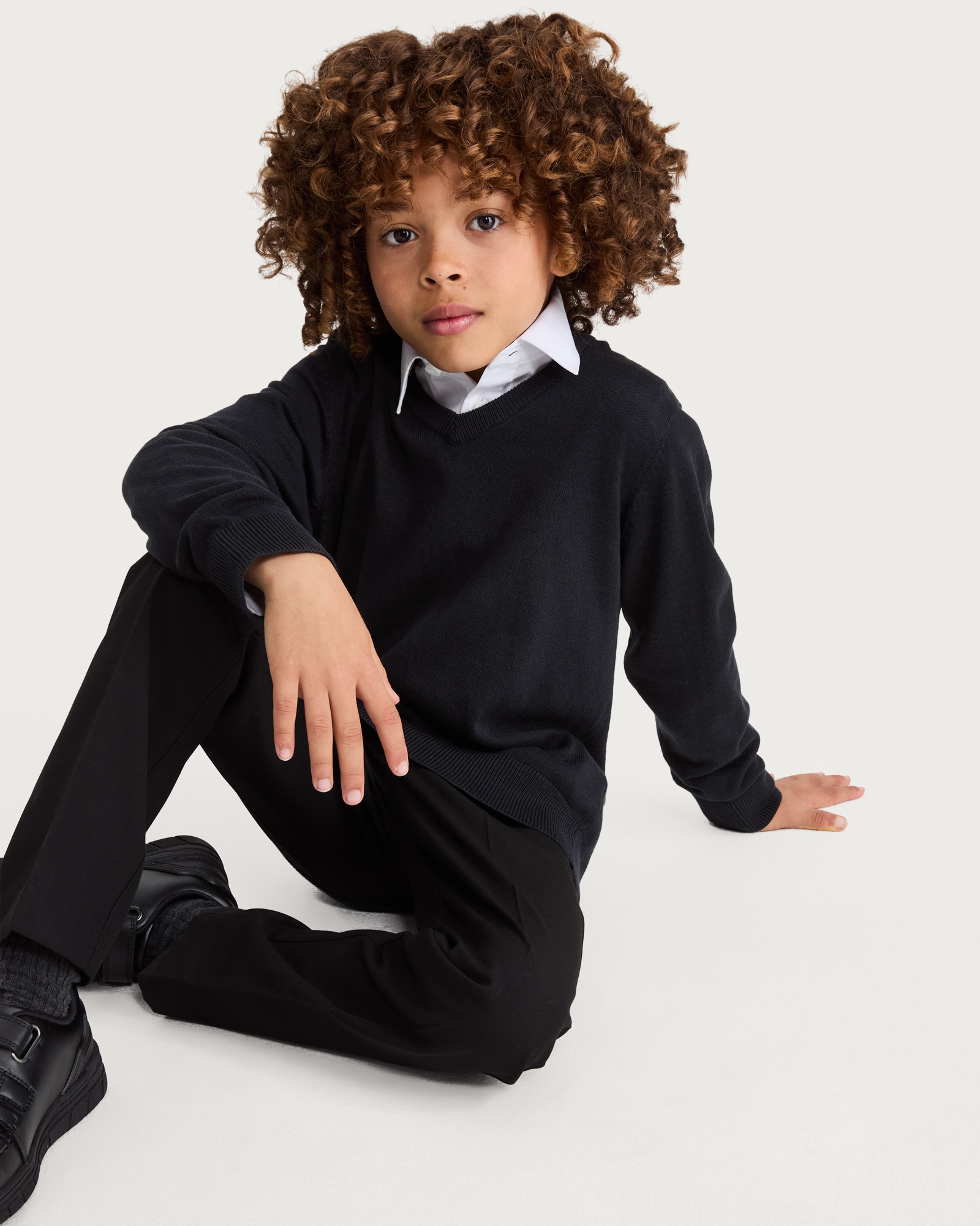 F&F School Unisex 2-Pack Pure Cotton V Neck Jumpers in Navy thumbnail 2