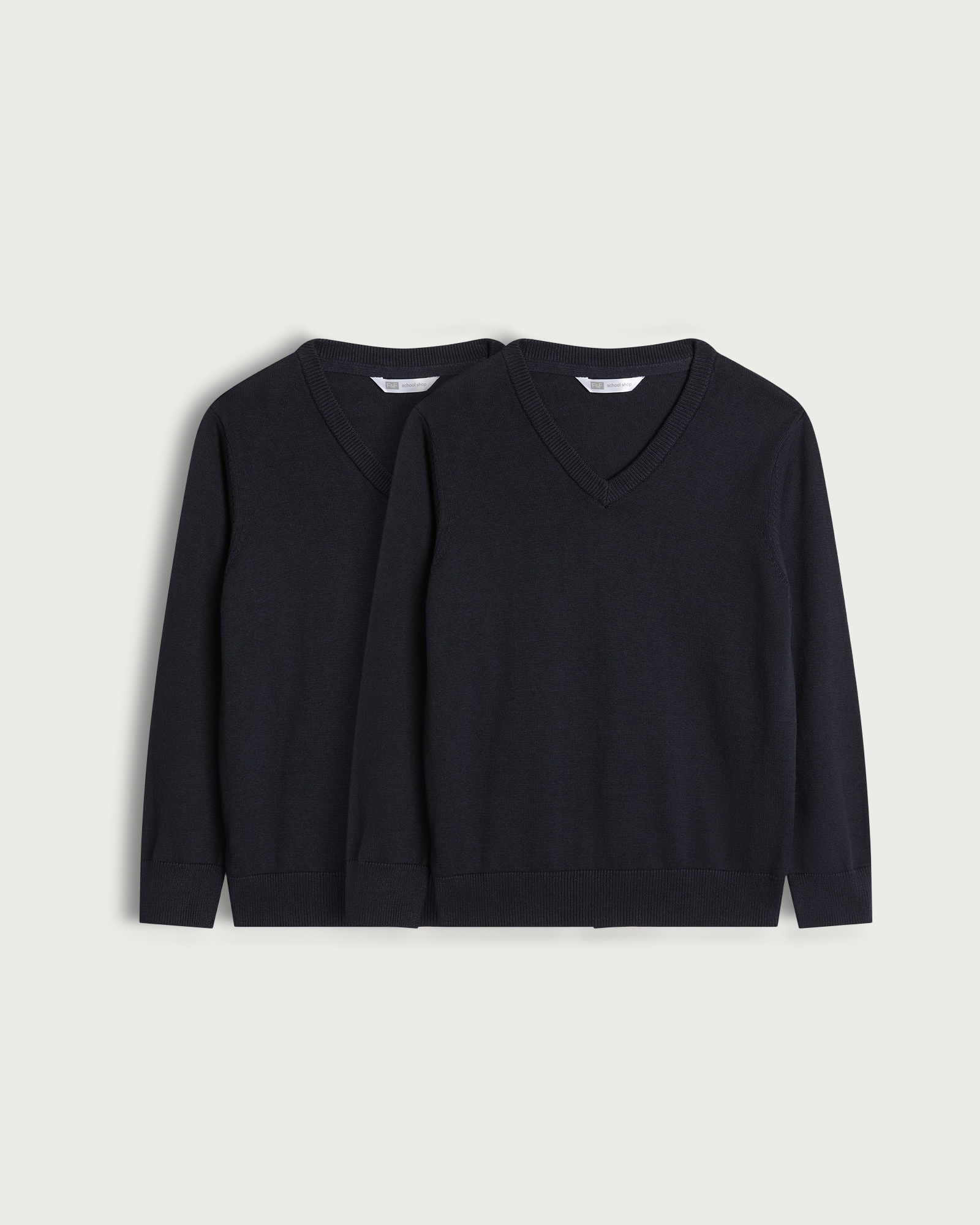 F&F School Unisex 2-Pack Pure Cotton V Neck Jumpers in Navy thumbnail 4