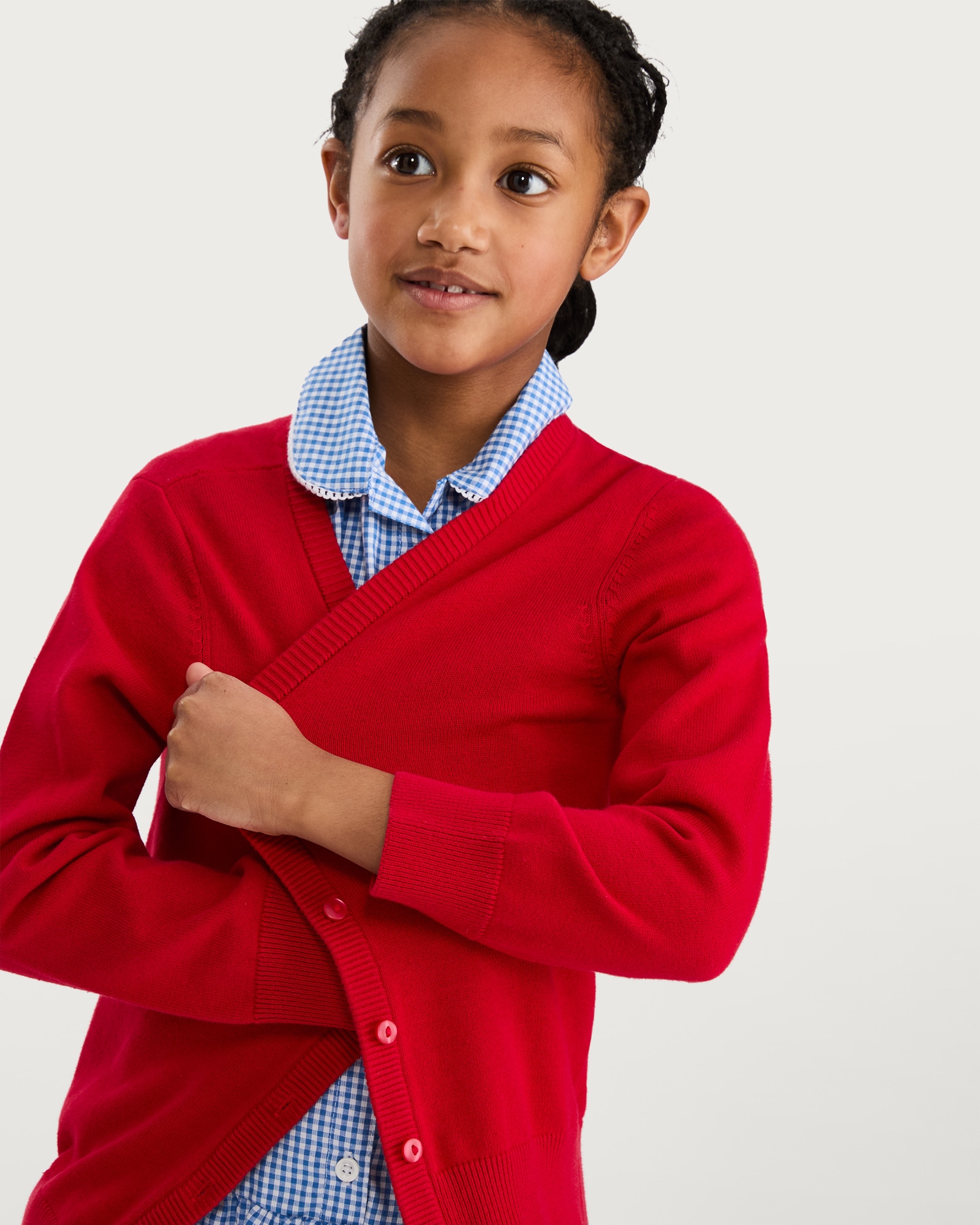 F&F School Unisex 2-Pack Pure Cotton Knitted Cardigans in Red thumbnail 2