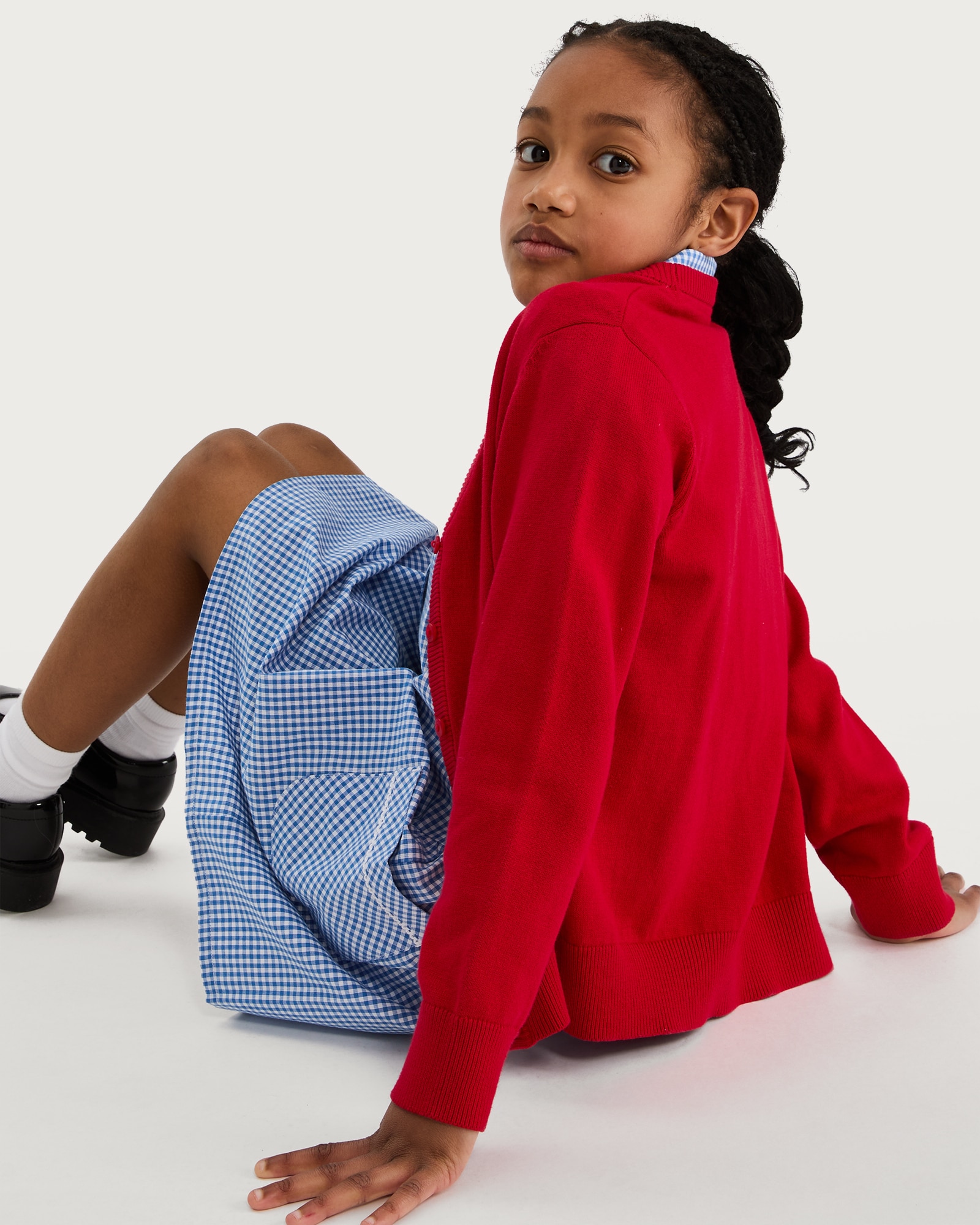 F&F School Unisex 2-Pack Pure Cotton Knitted Cardigans in Red thumbnail 3