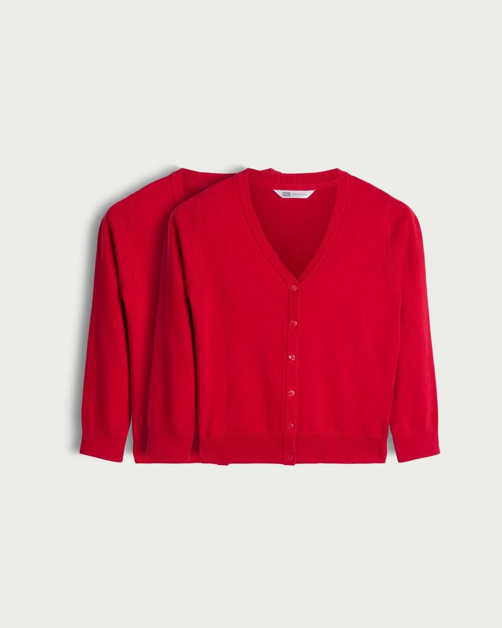 F&F School Unisex 2-Pack Pure Cotton Knitted Cardigans in Red thumbnail 4