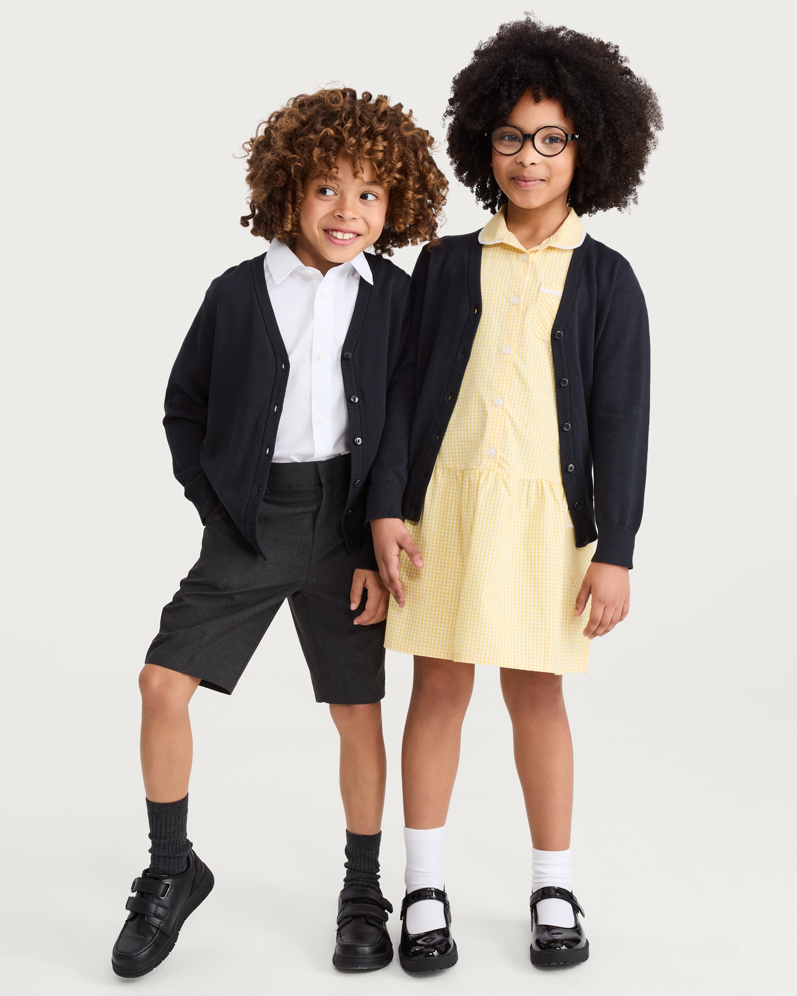 F&F School Unisex 2-Pack Pure Cotton Knitted Cardigans in Navy