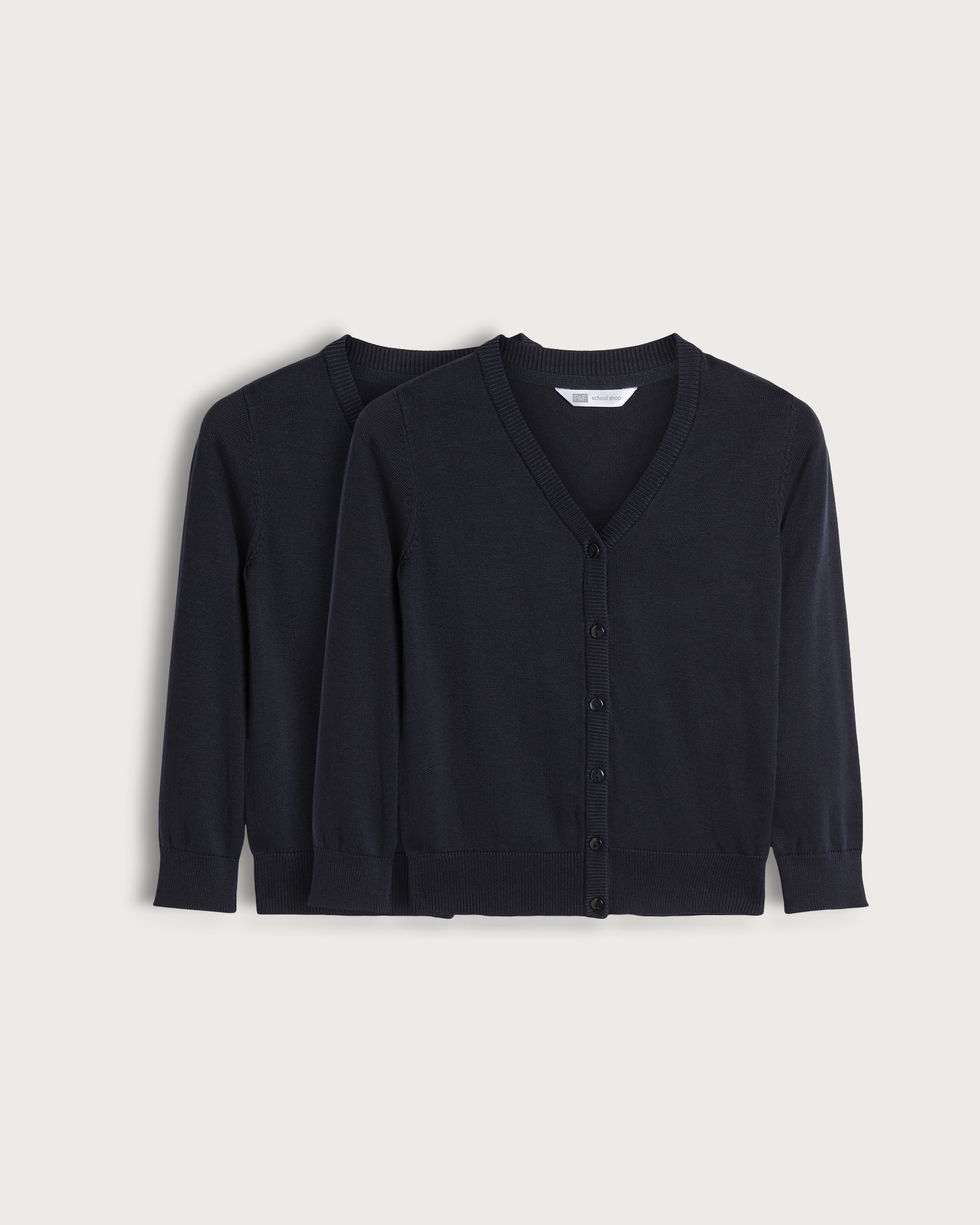 F&F School Unisex 2-Pack Pure Cotton Knitted Cardigans in Navy thumbnail 4