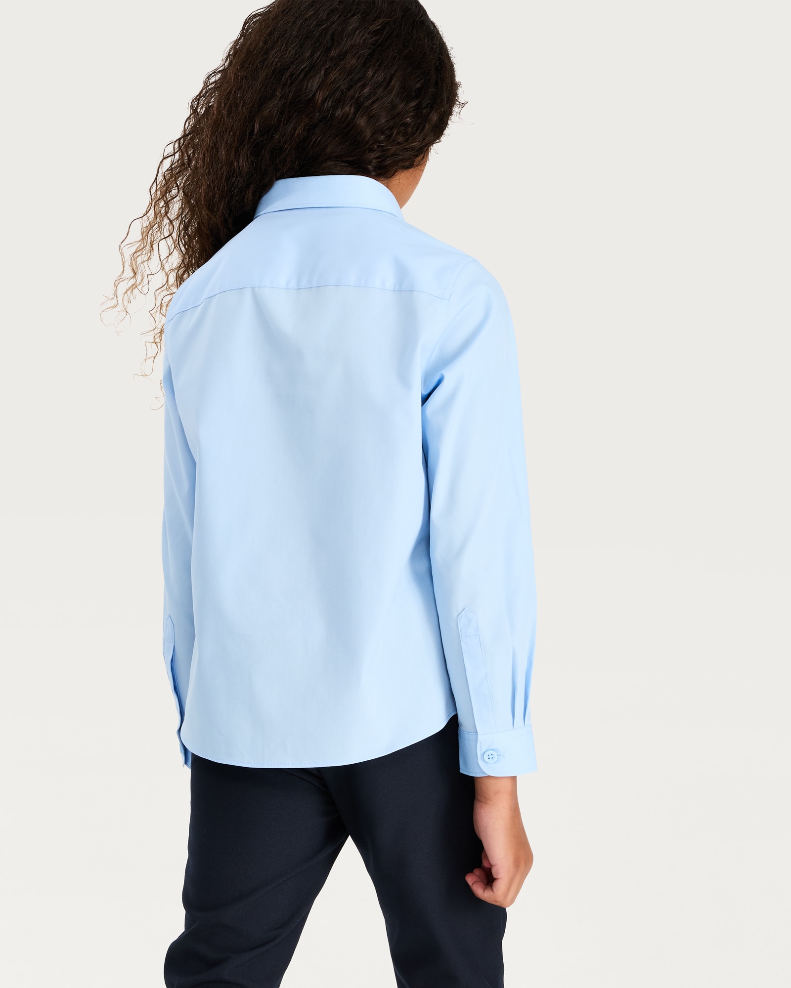 F&F School Girls 3-Pack Regular Fit Long Sleeved Shirts in Blue thumbnail 3