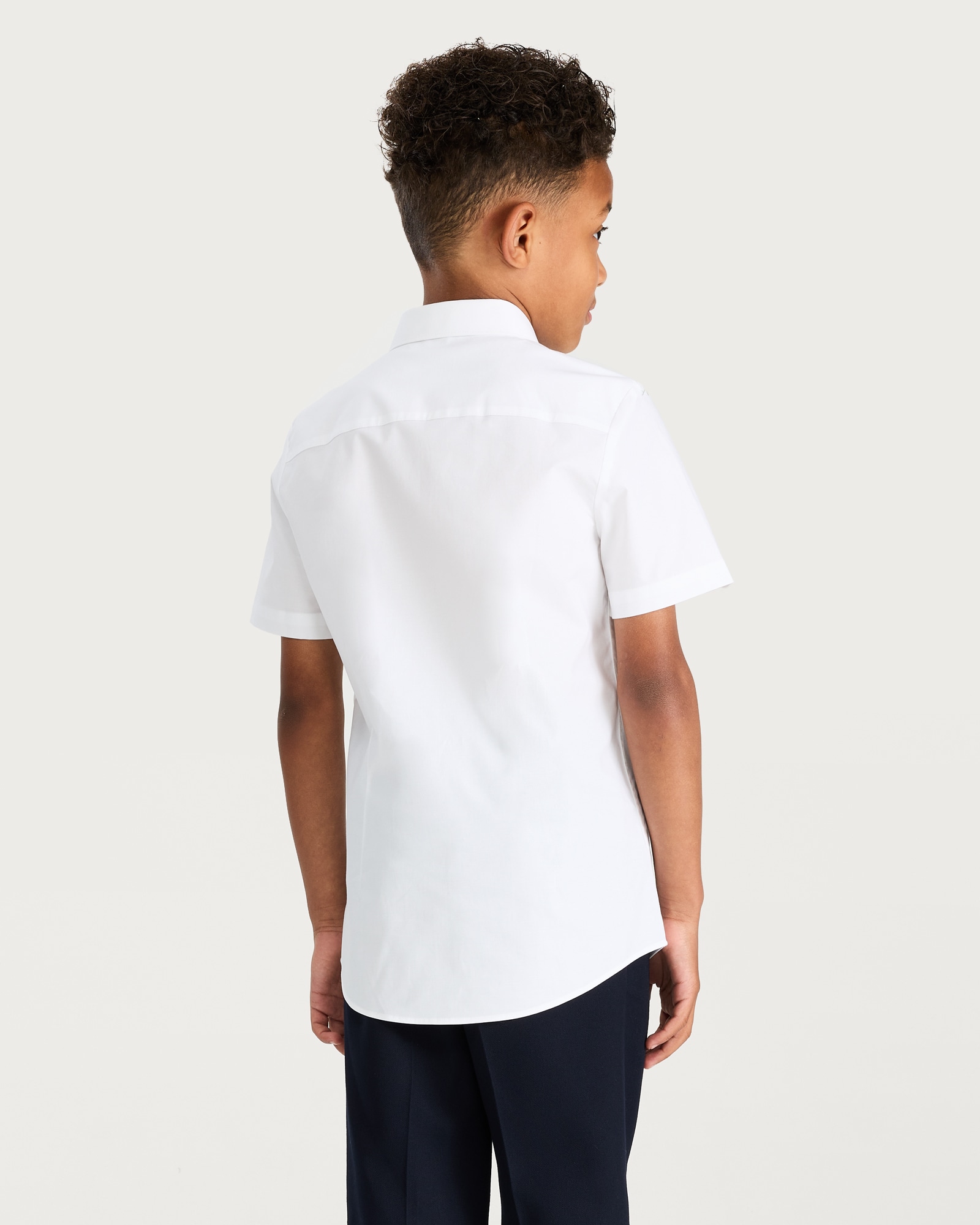 F&F School Boys 3-Pack Cotton Rich Skinny Fit Short Sleeved Shirts in White thumbnail 4