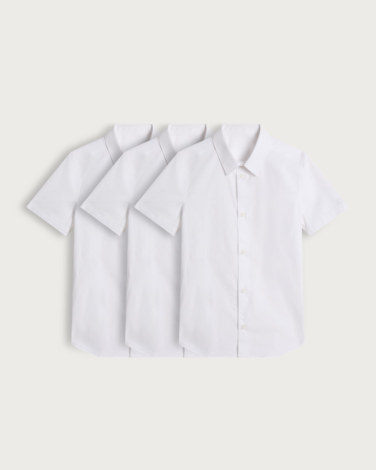 F&F School Boys 3-Pack Cotton Rich Skinny Fit Short Sleeved Shirts in White thumbnail 5