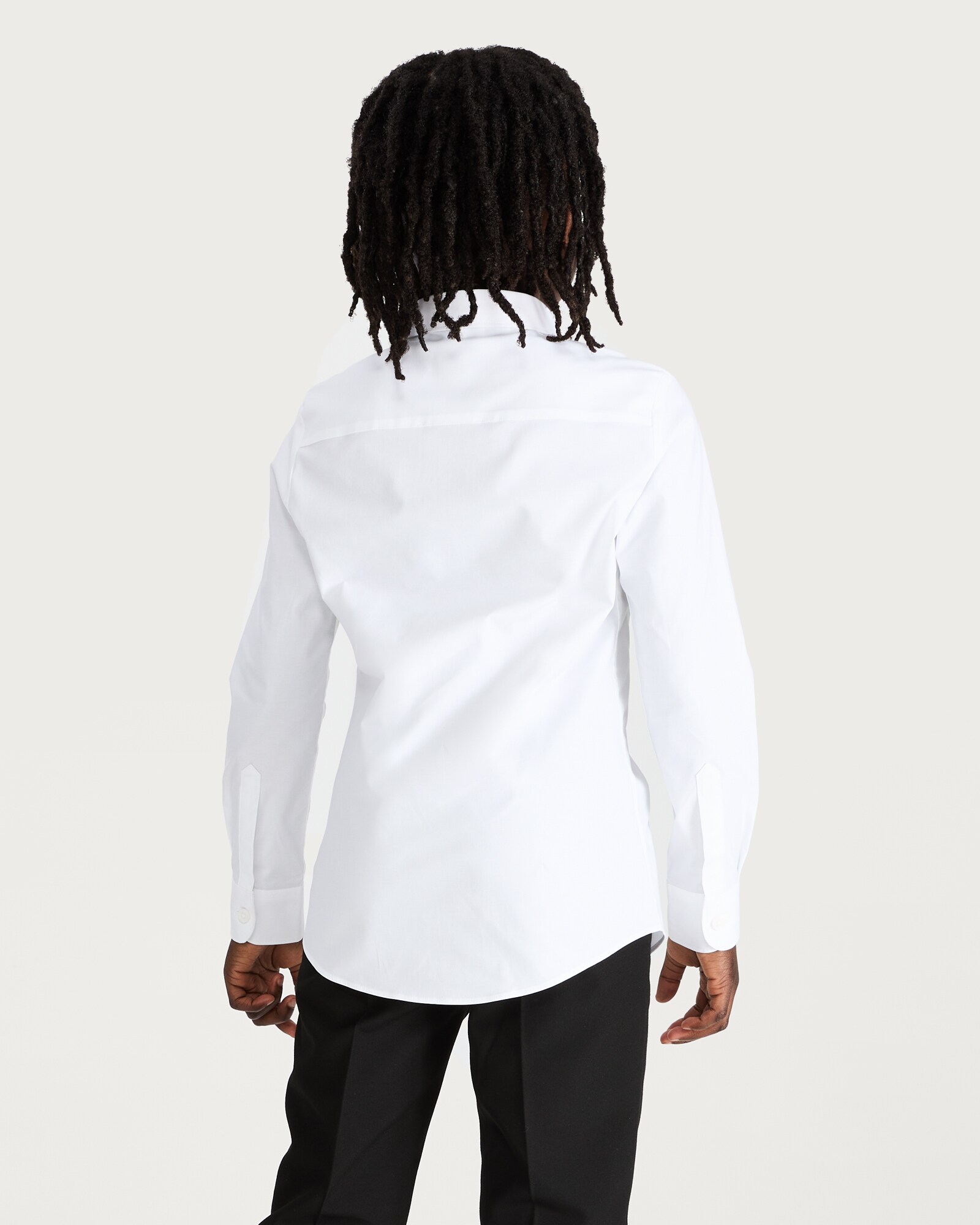 F&F School Boys 3-Pack Cotton Rich Skinny Fit Long Sleeved Shirts in White thumbnail 3