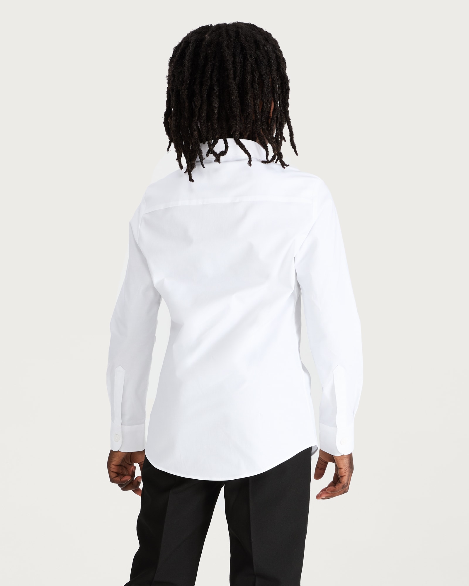 F&F School Boys 3-Pack Cotton Rich Skinny Fit Long Sleeved Shirts in White thumbnail 3