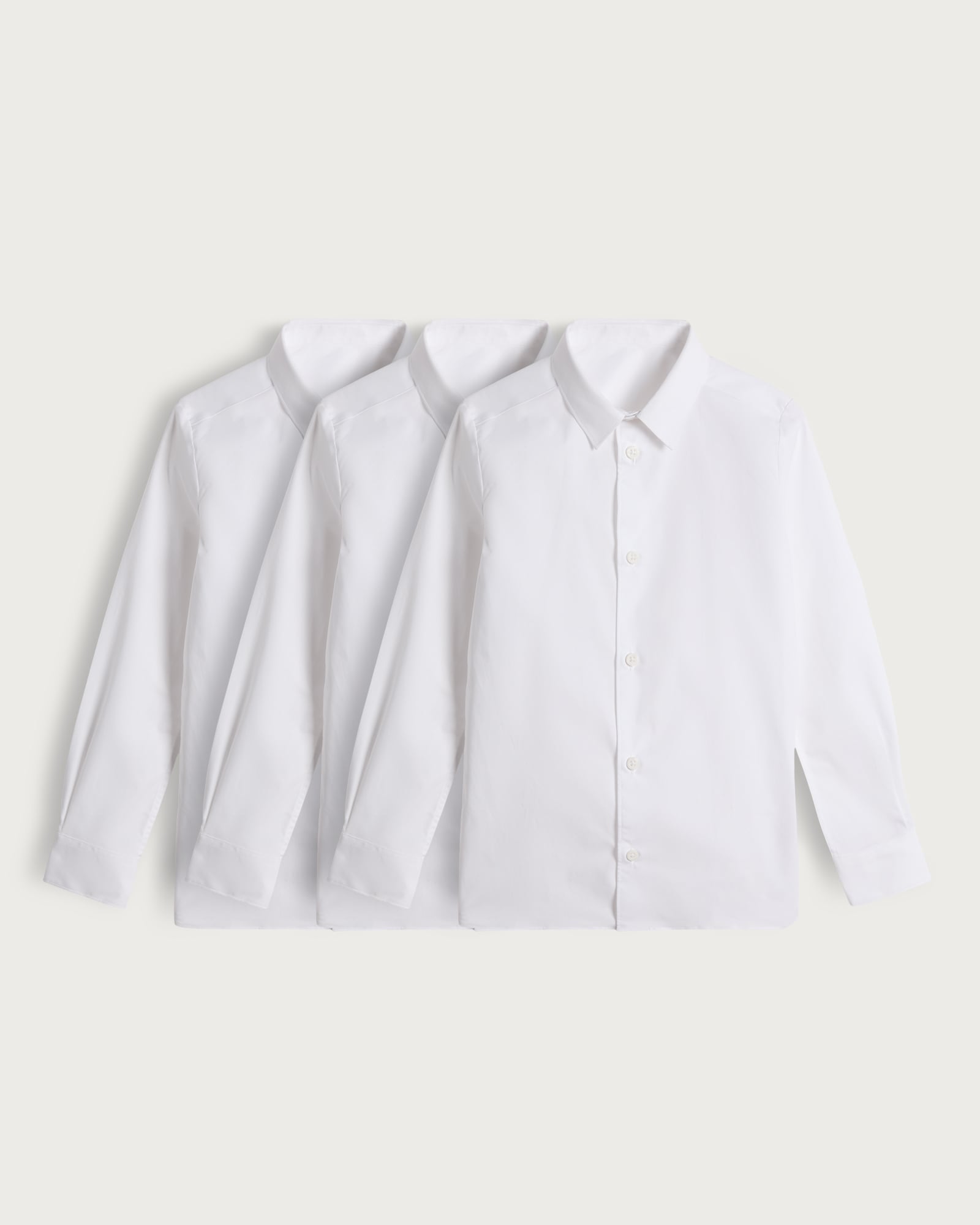 F&F School Boys 3-Pack Cotton Rich Skinny Fit Long Sleeved Shirts in White thumbnail 4
