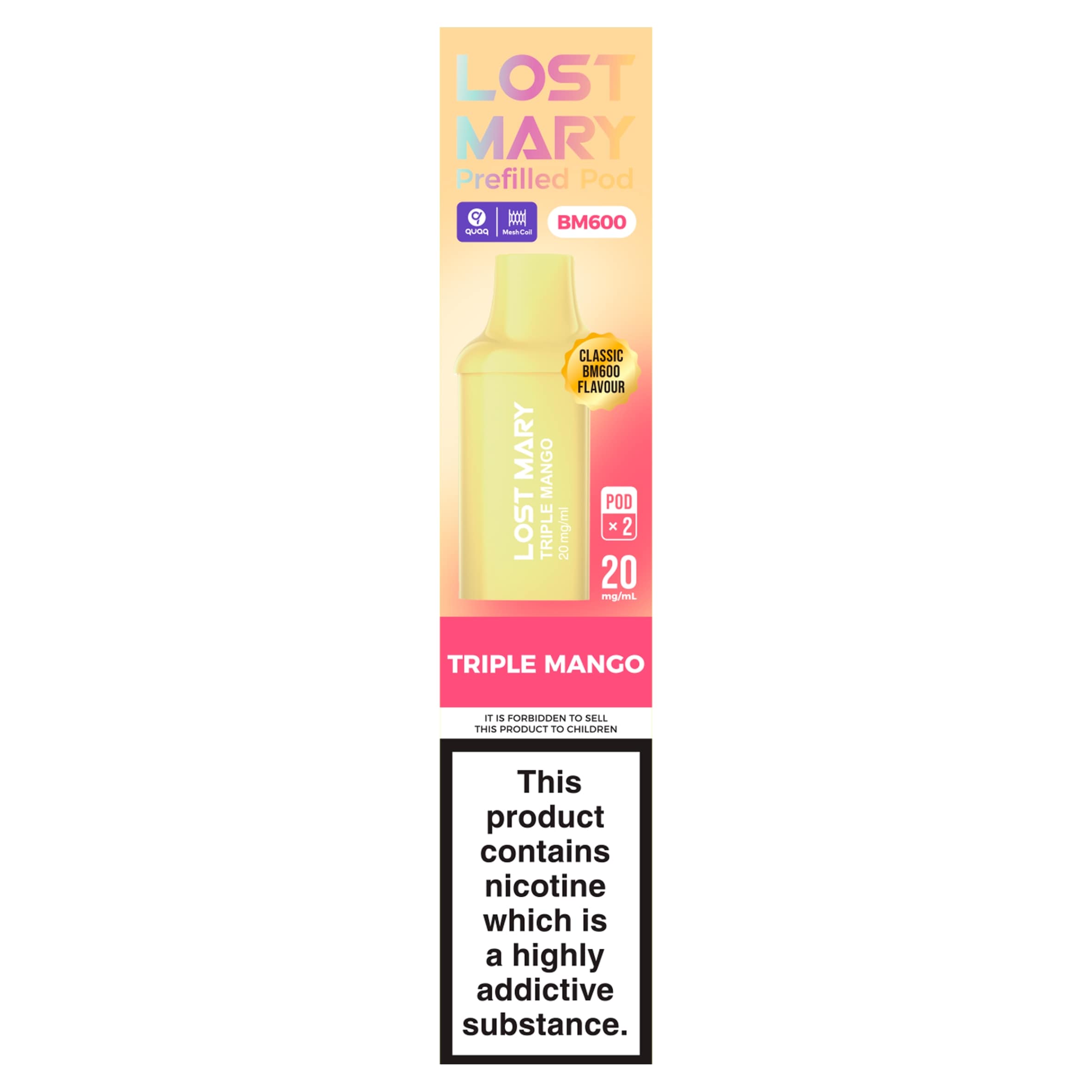 Lost Mary BM600 Refill Pod Triple Mango 20mg/ml 2 x 2ml