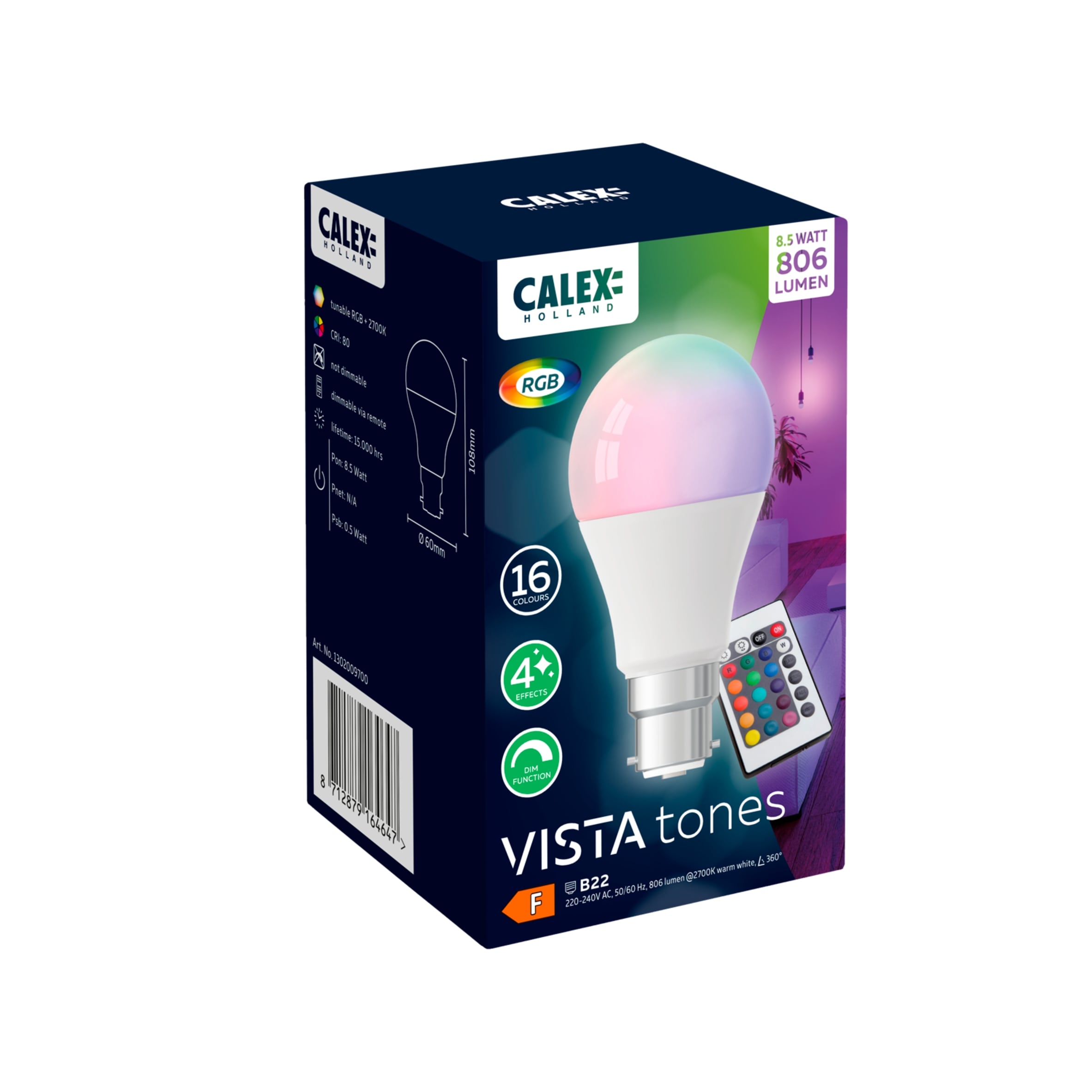 Calex Vista Tones B22 Bulb with Remote. thumbnail 2