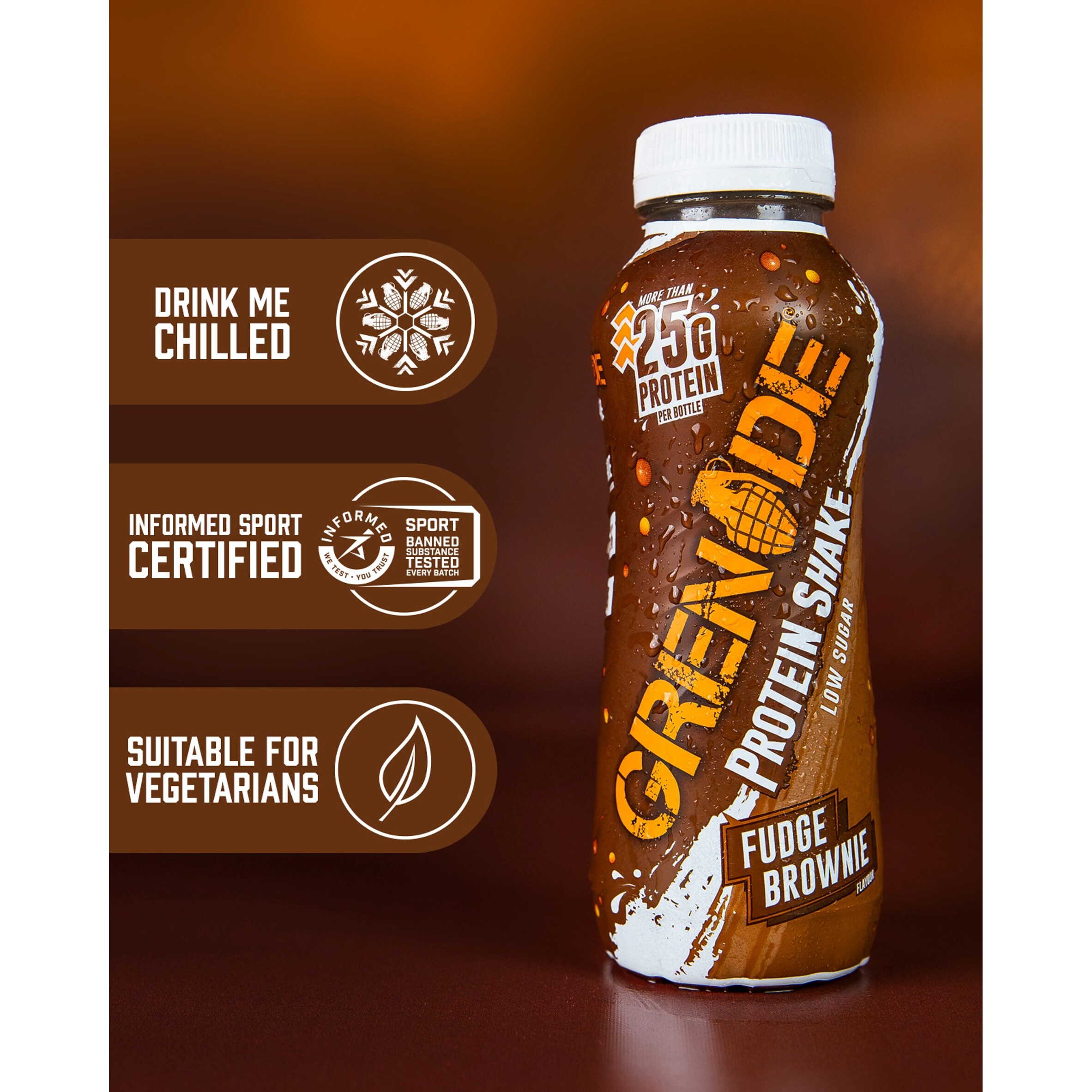 Grenade Protein Shake Fudge Brownie Flavour 330ml thumbnail 5