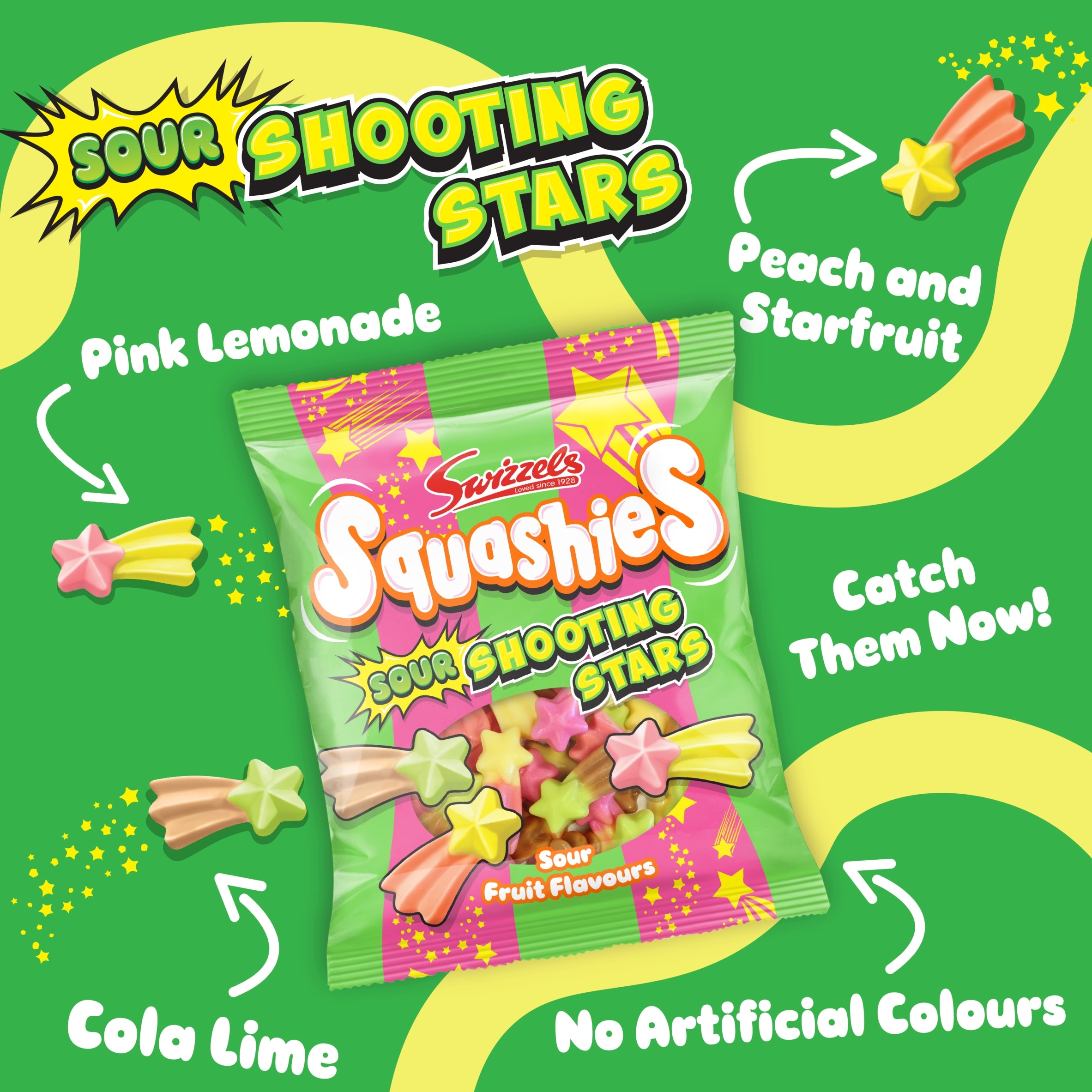 Swizzels Squashies Sour Shooting stars 100g thumbnail 2