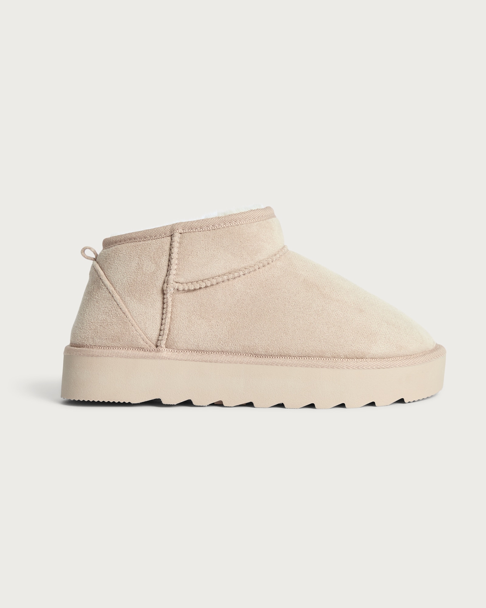 F&F Faux Fur Lined Platform Slippers in Neutral