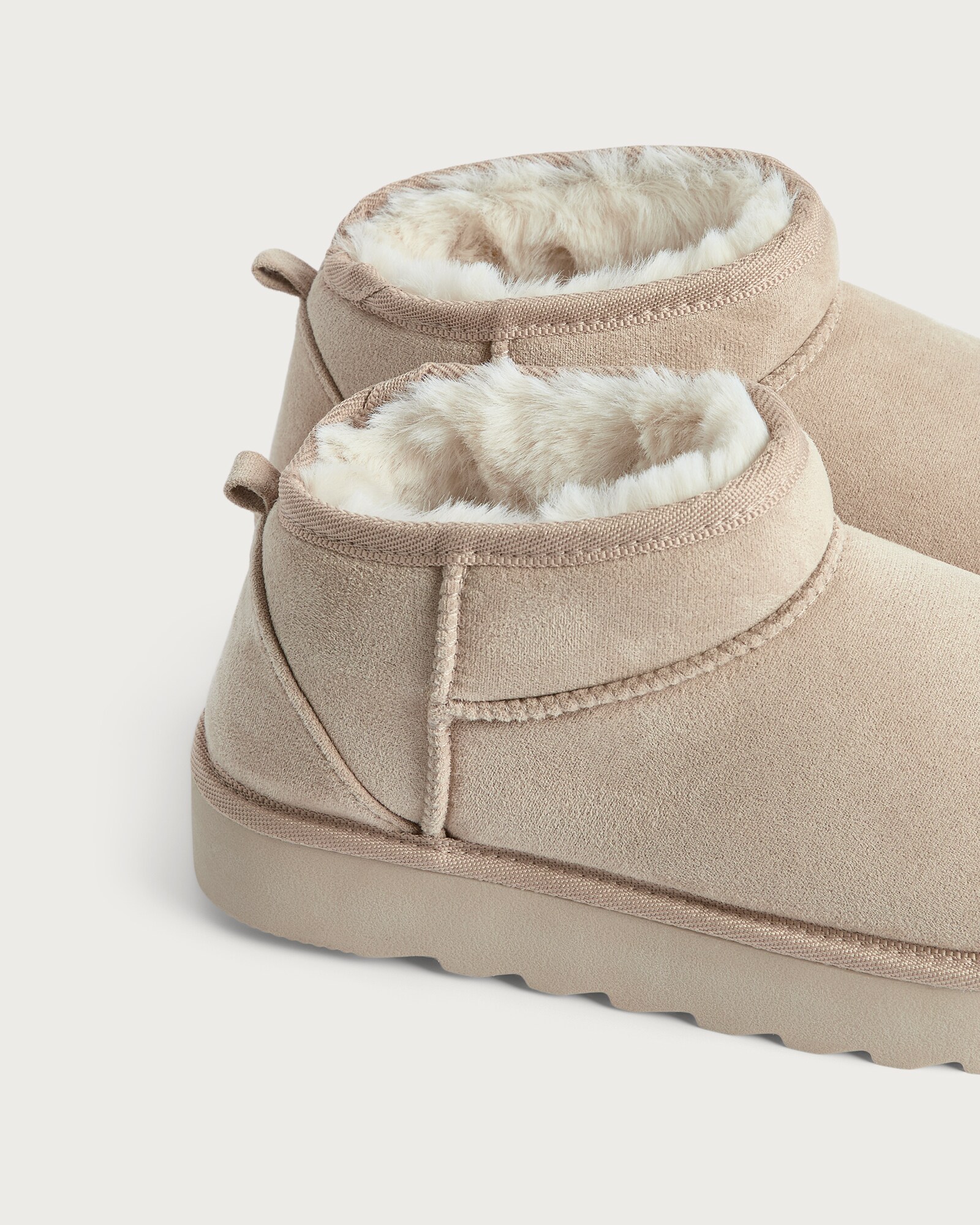 F&F Faux Fur Lined Platform Slippers in Neutral thumbnail 3