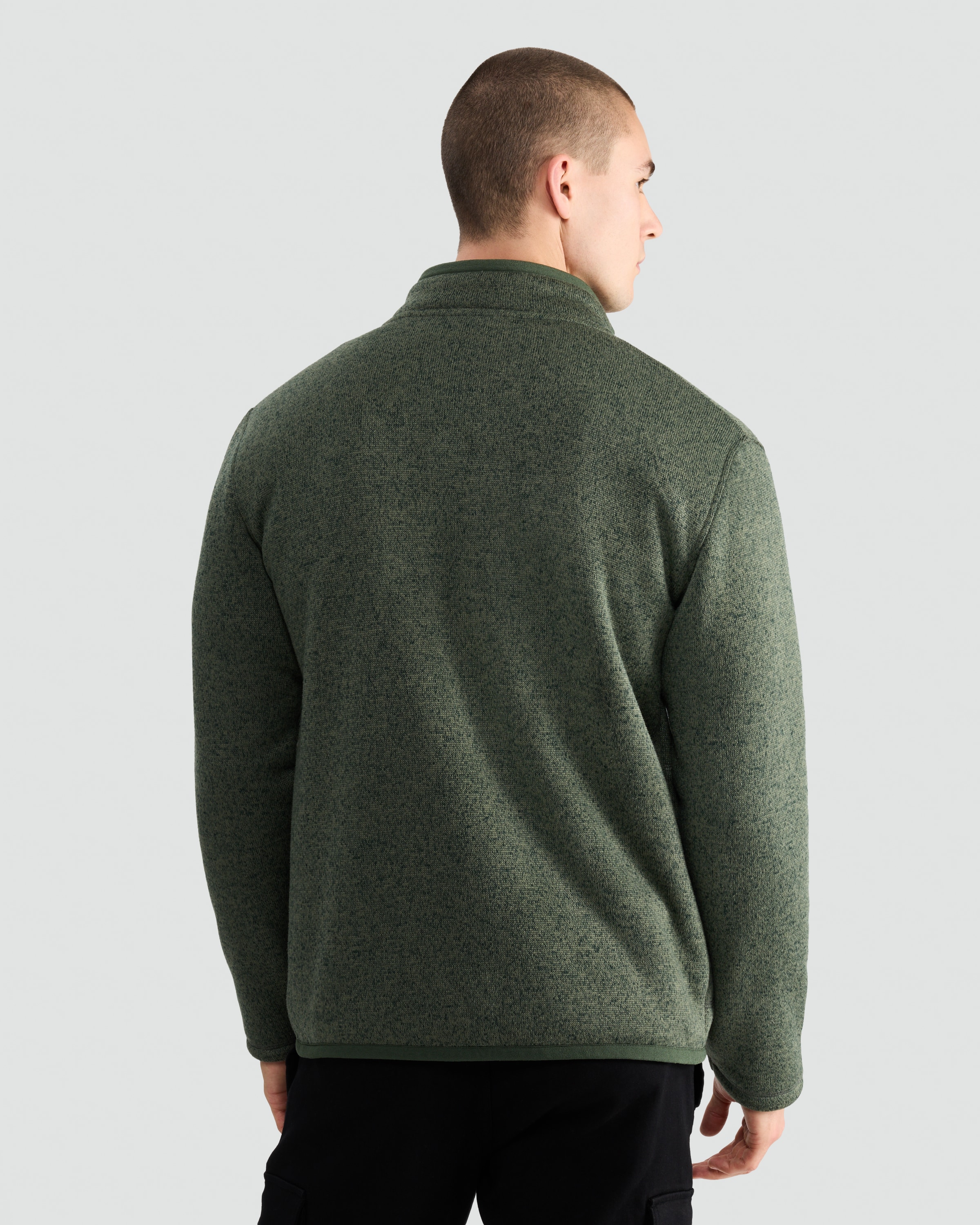 F&F Fleece Snit Textured Zip Pocket Jacket in Khaki thumbnail 3