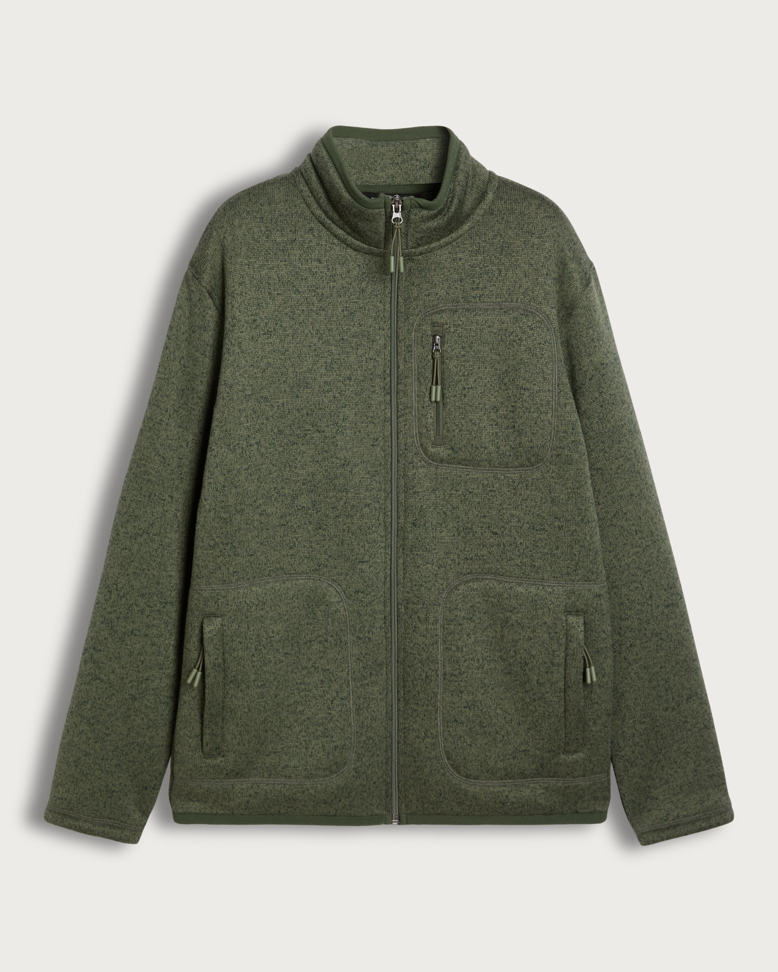 F&F Fleece Snit Textured Zip Pocket Jacket in Khaki thumbnail 4