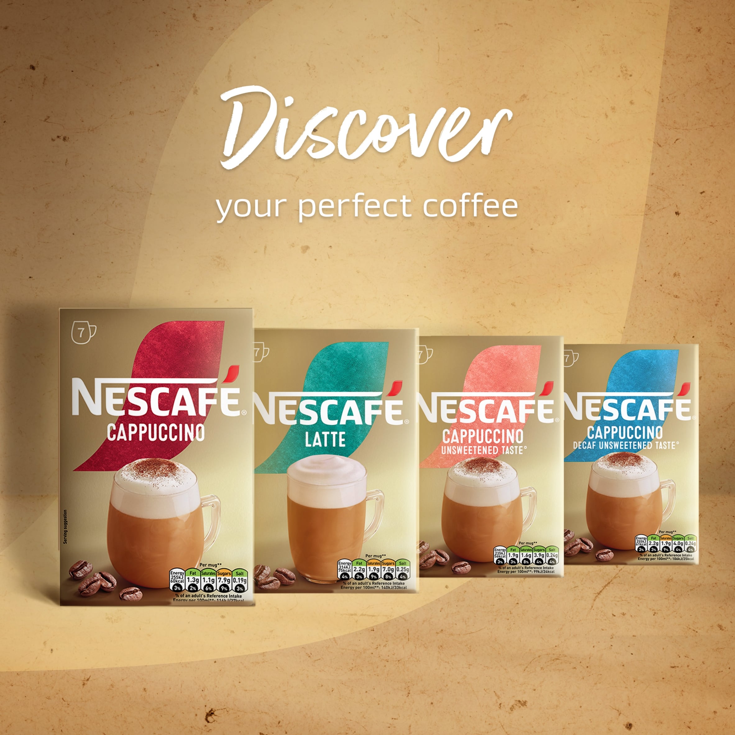 Nescafe Cappuccino Decaf Unsweetened Instant Coffee 7 Sachets thumbnail 4