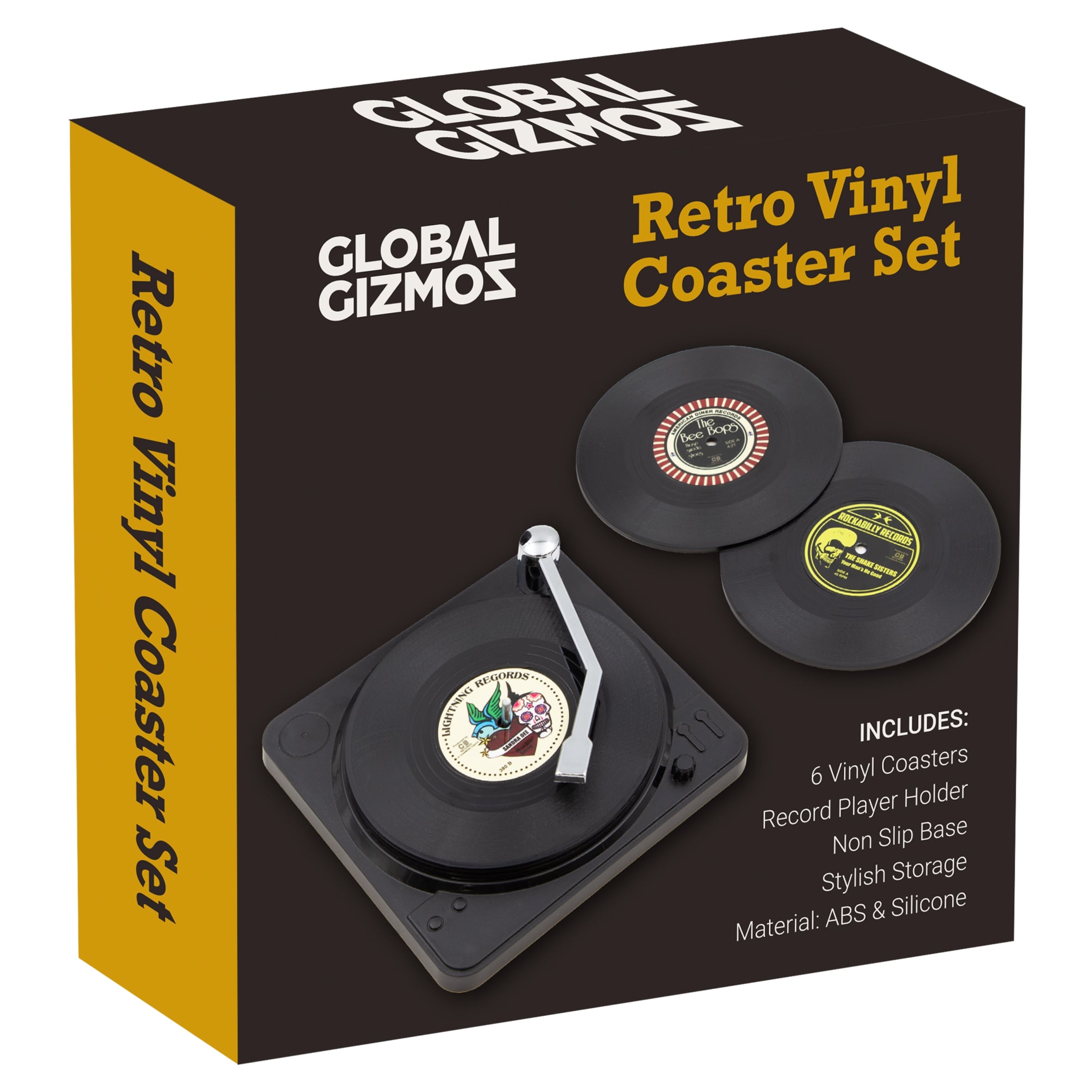Global Gizmos Retro Vinyl Record Coasters Gift Set