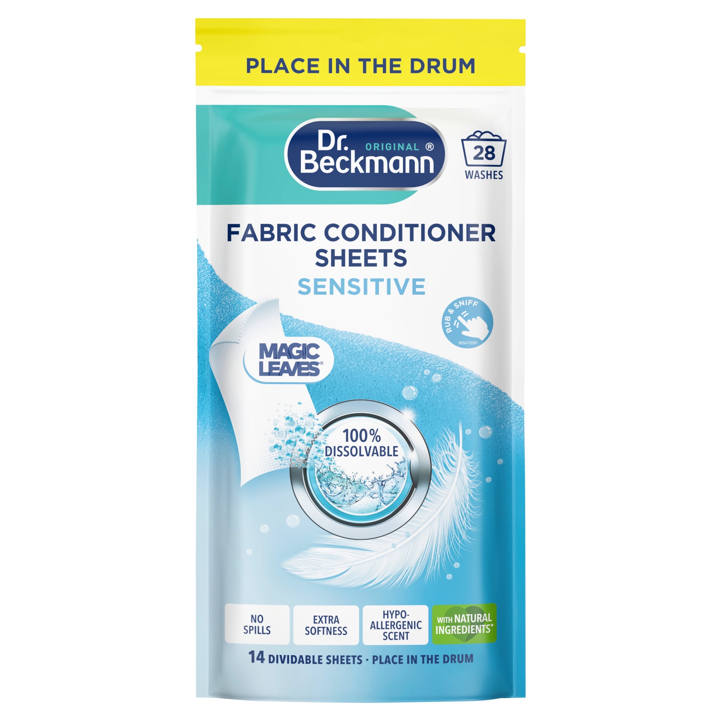 Dr Beckmann Fabric Conditioner 14 Sheets Sensitive 28 washes 62g