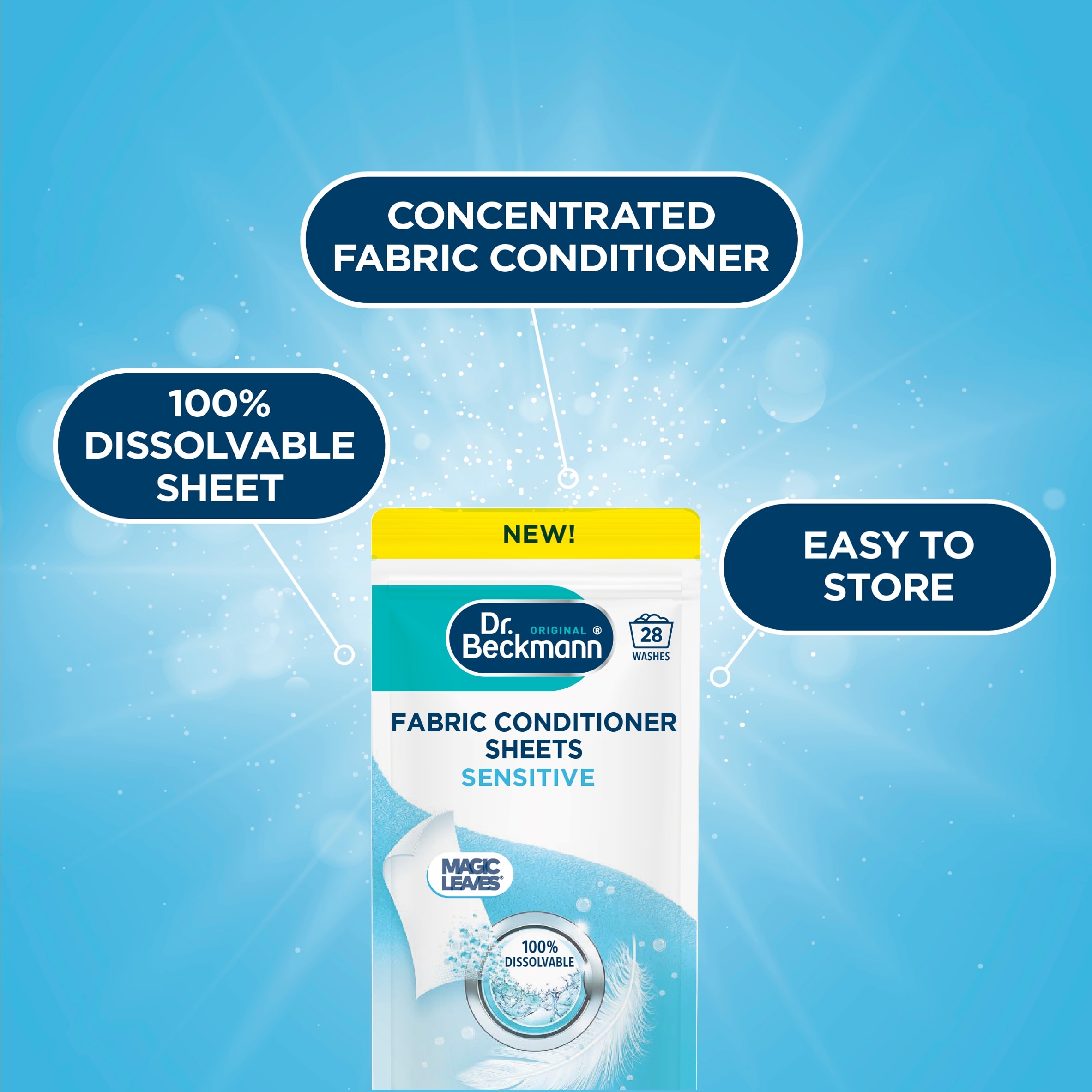 Dr Beckmann Fabric Conditioner 14 Sheets Sensitive 28 washes 62g thumbnail 2