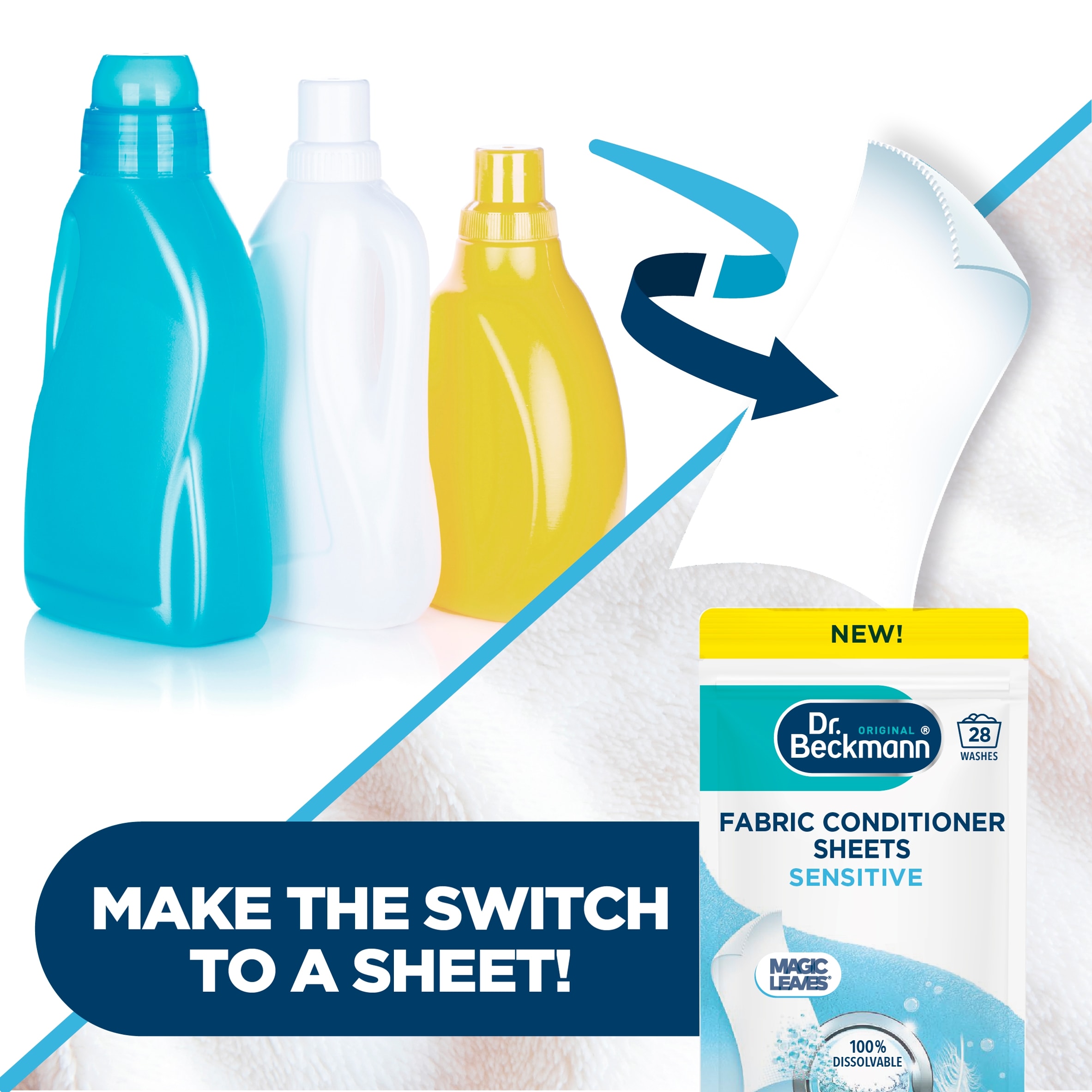 Dr Beckmann Fabric Conditioner 14 Sheets Sensitive 28 washes 62g thumbnail 3