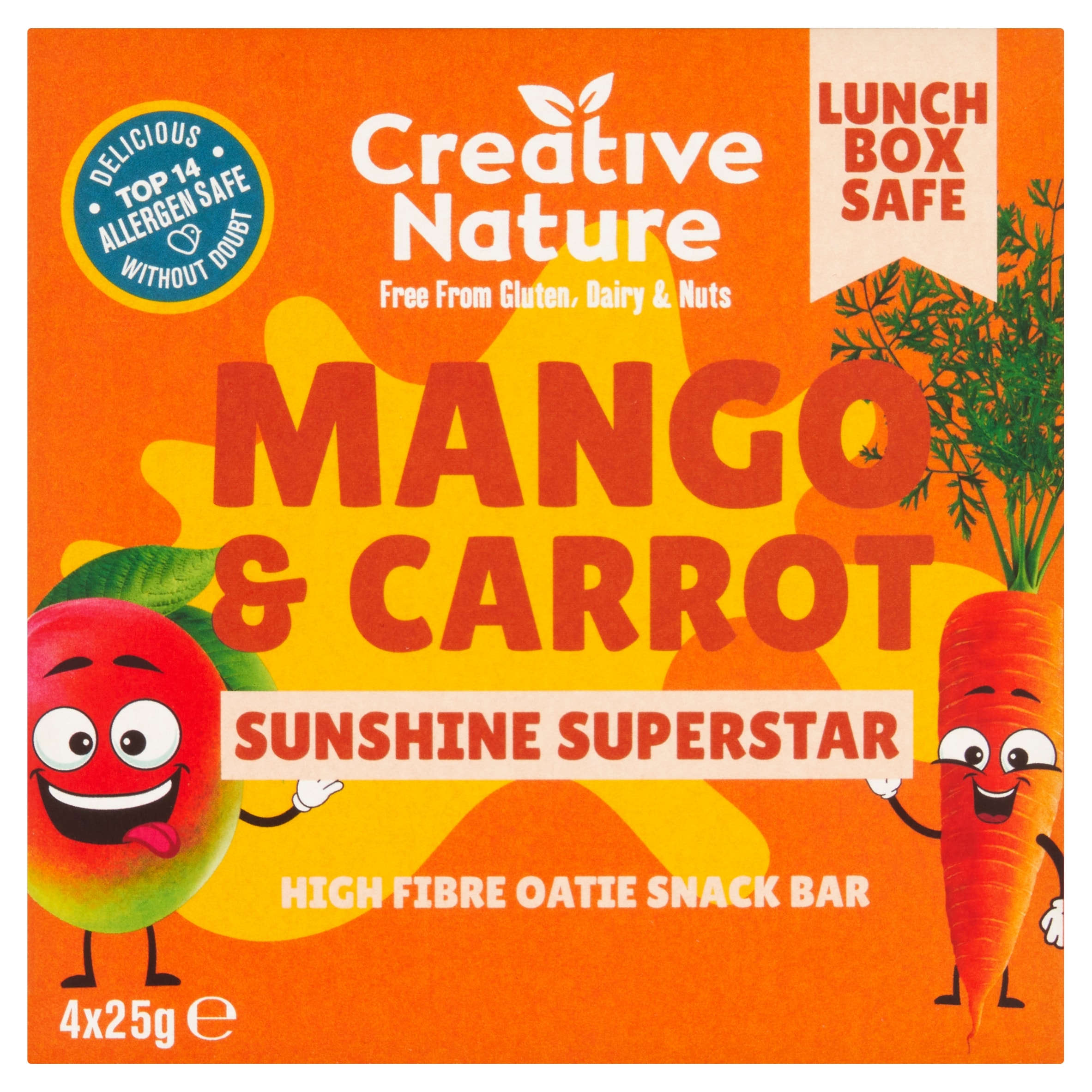 Creative Nature Mango and Carrot Kids snack bar multipack 4 x 25g