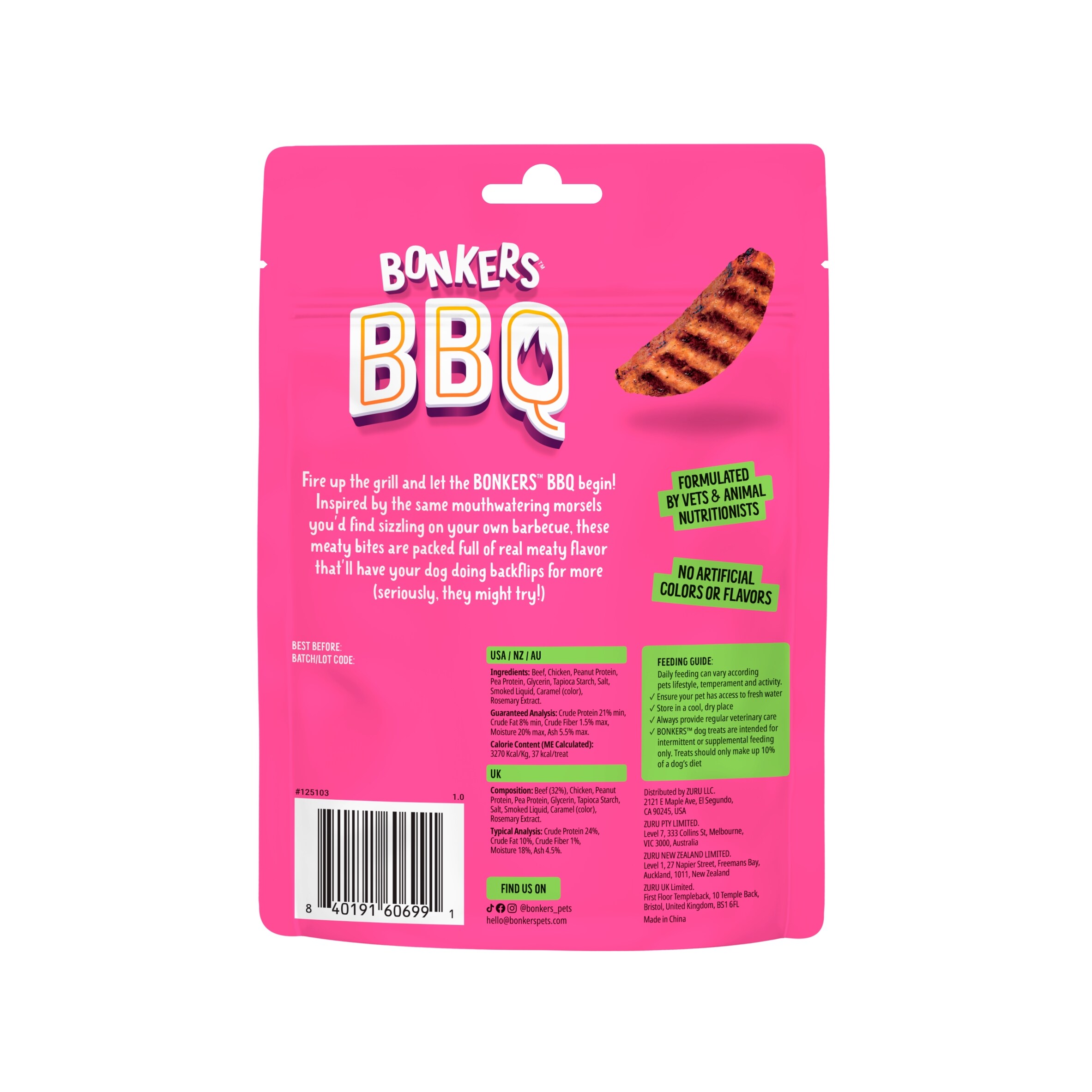 Bonkers Dog Treats Dry BBQ Steak Cuts 85 G thumbnail 2