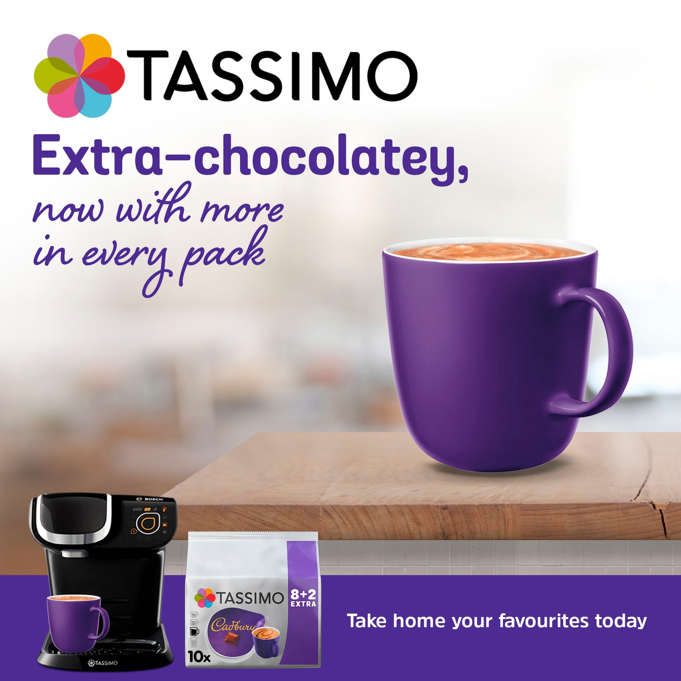 Tassimo Cadbury Chocolate 8+2 FREE Drinks 160g thumbnail 3