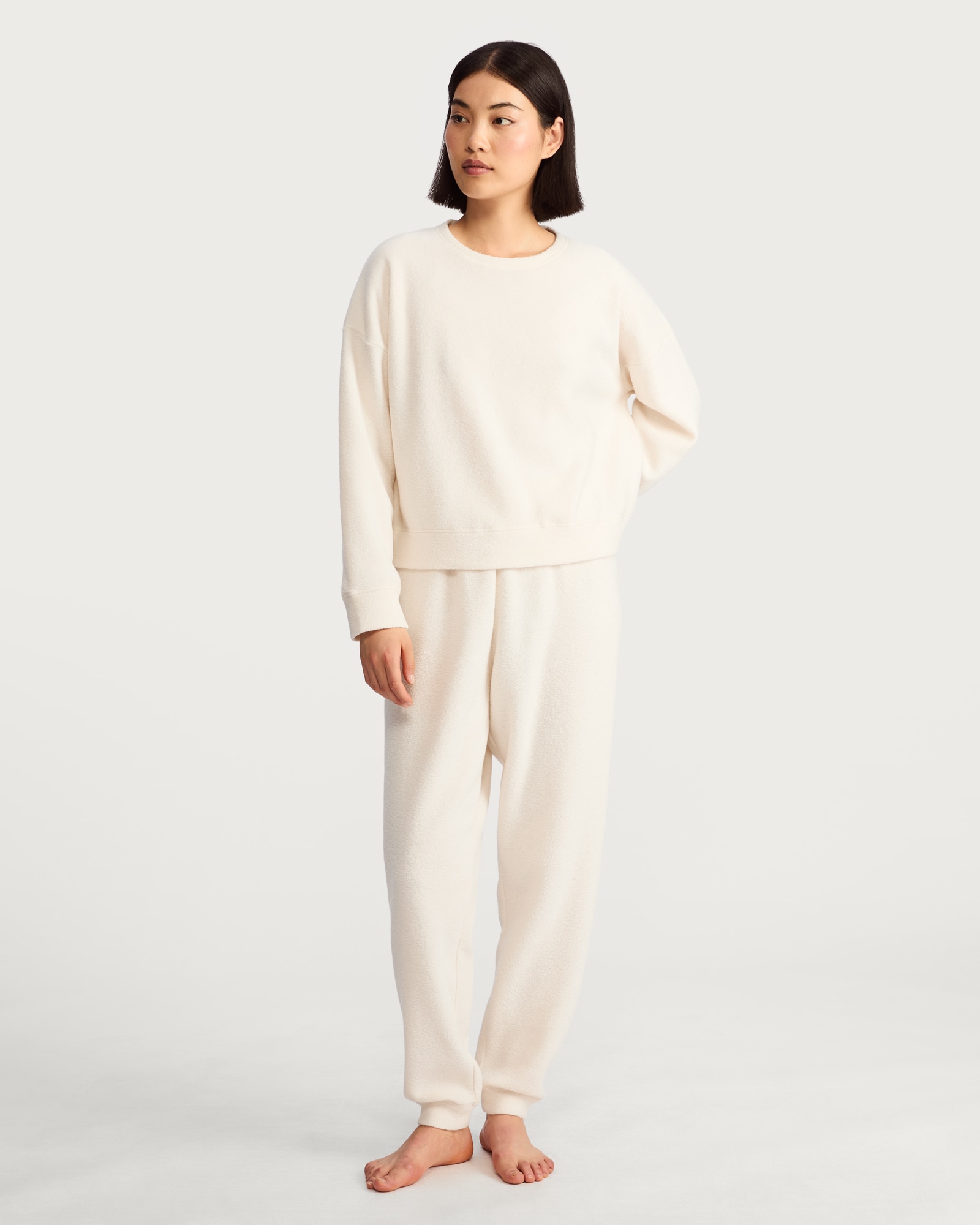 F&F Towelling Cuffed Pyjama Bottoms in Cream thumbnail 2
