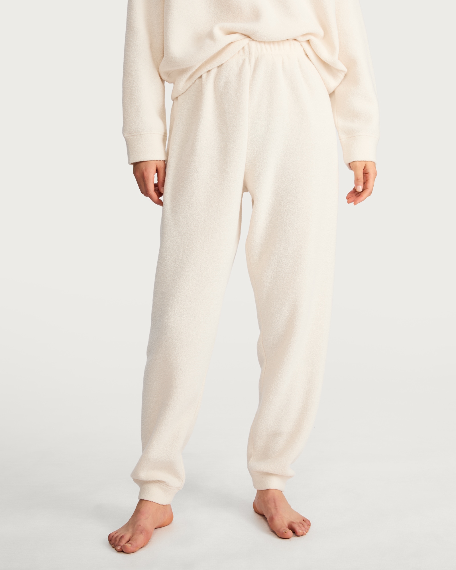 F&F Towelling Cuffed Pyjama Bottoms in Cream thumbnail 3