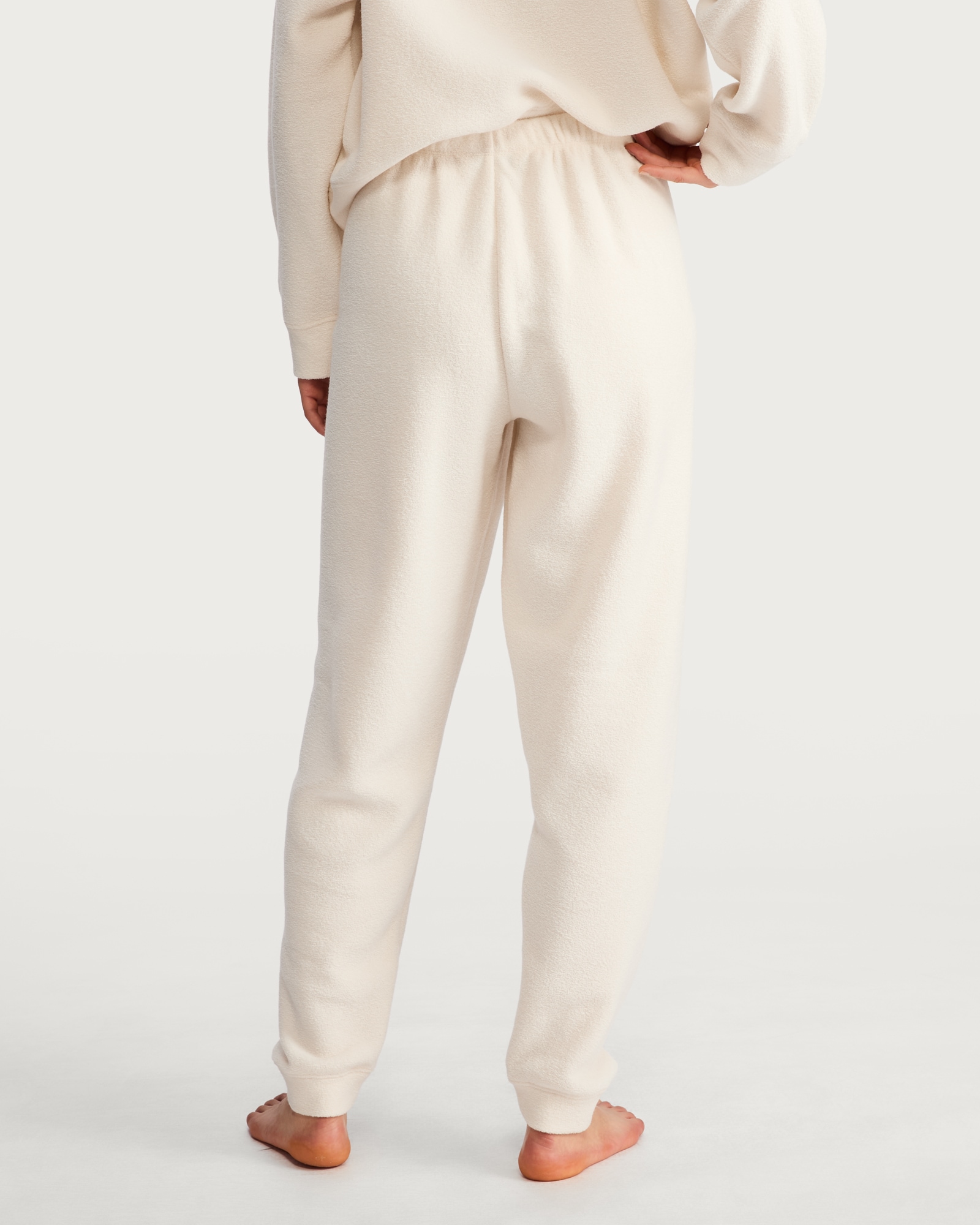 F&F Towelling Cuffed Pyjama Bottoms in Cream thumbnail 4