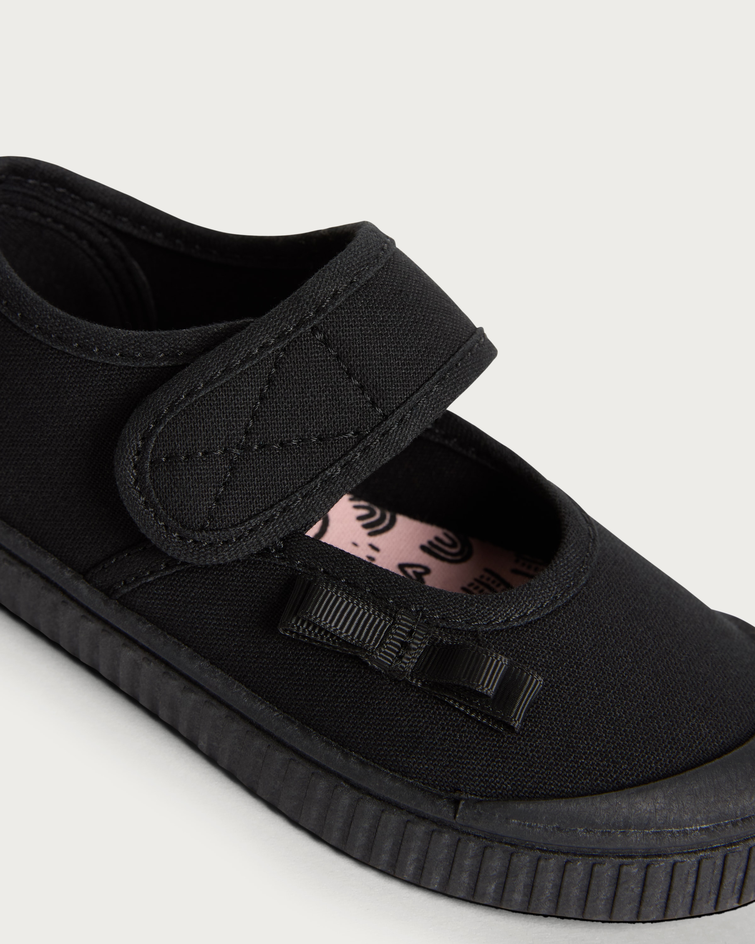 F&F School Girls Bow Detail Mary Jane Plimsolls in Black thumbnail 3