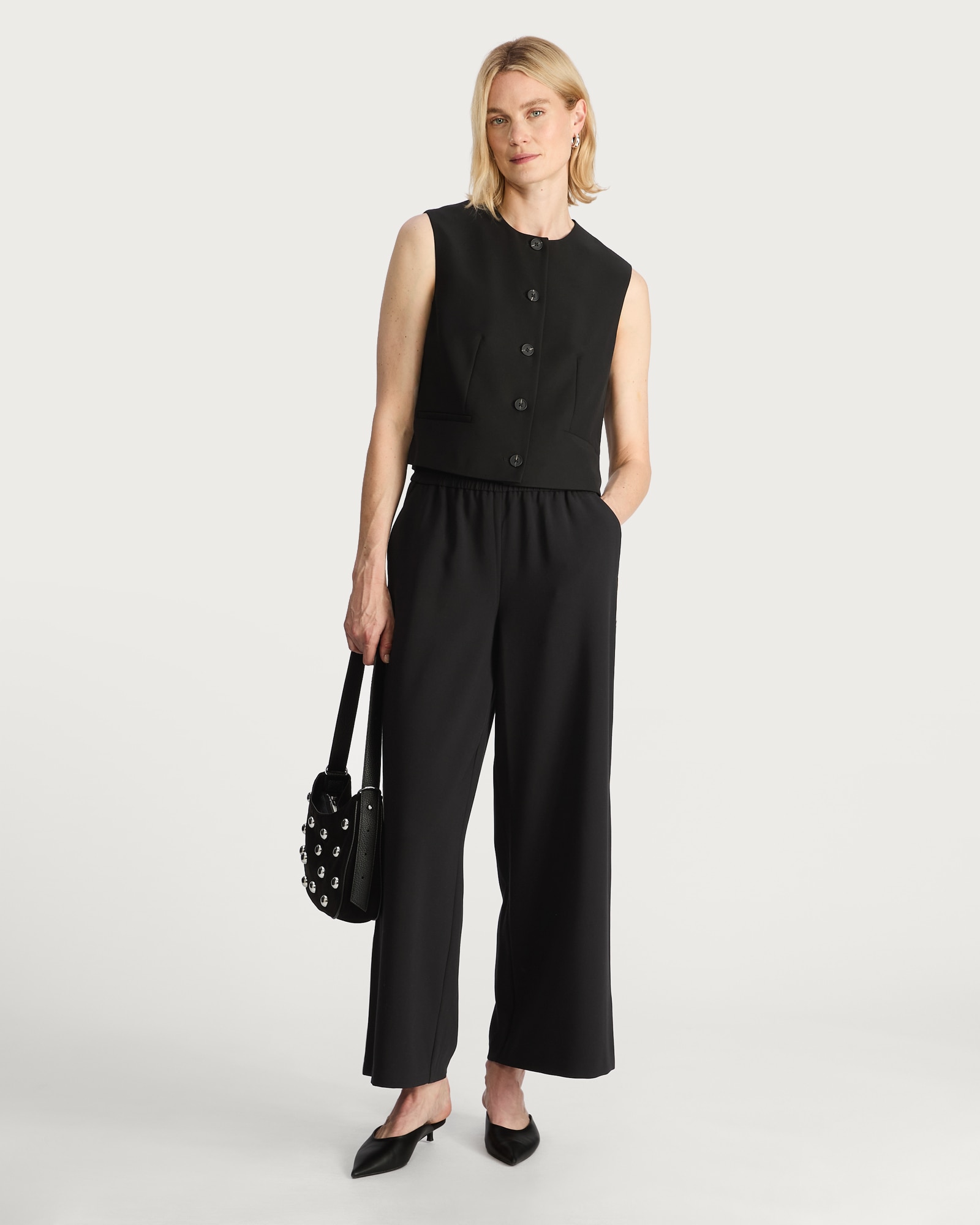 F&F Button Front Pocket Detail Waistcoat in Black thumbnail 2