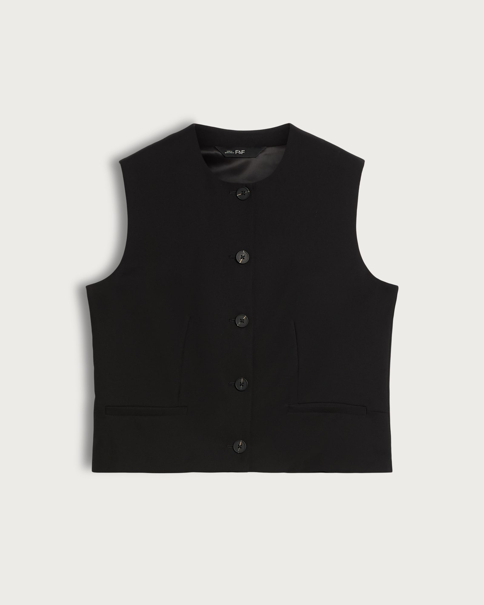 F&F Button Front Pocket Detail Waistcoat in Black thumbnail 5