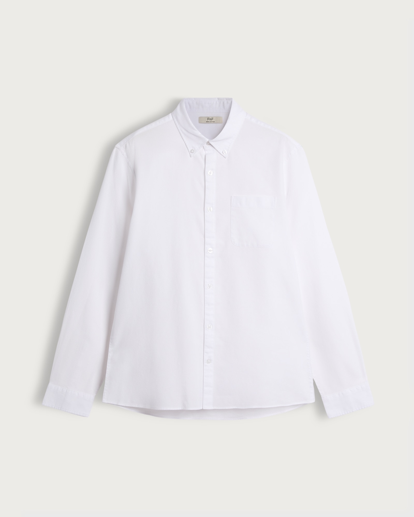 F&F Pure Cotton Slim Fit Button Down Oxford Shirt in White thumbnail 5
