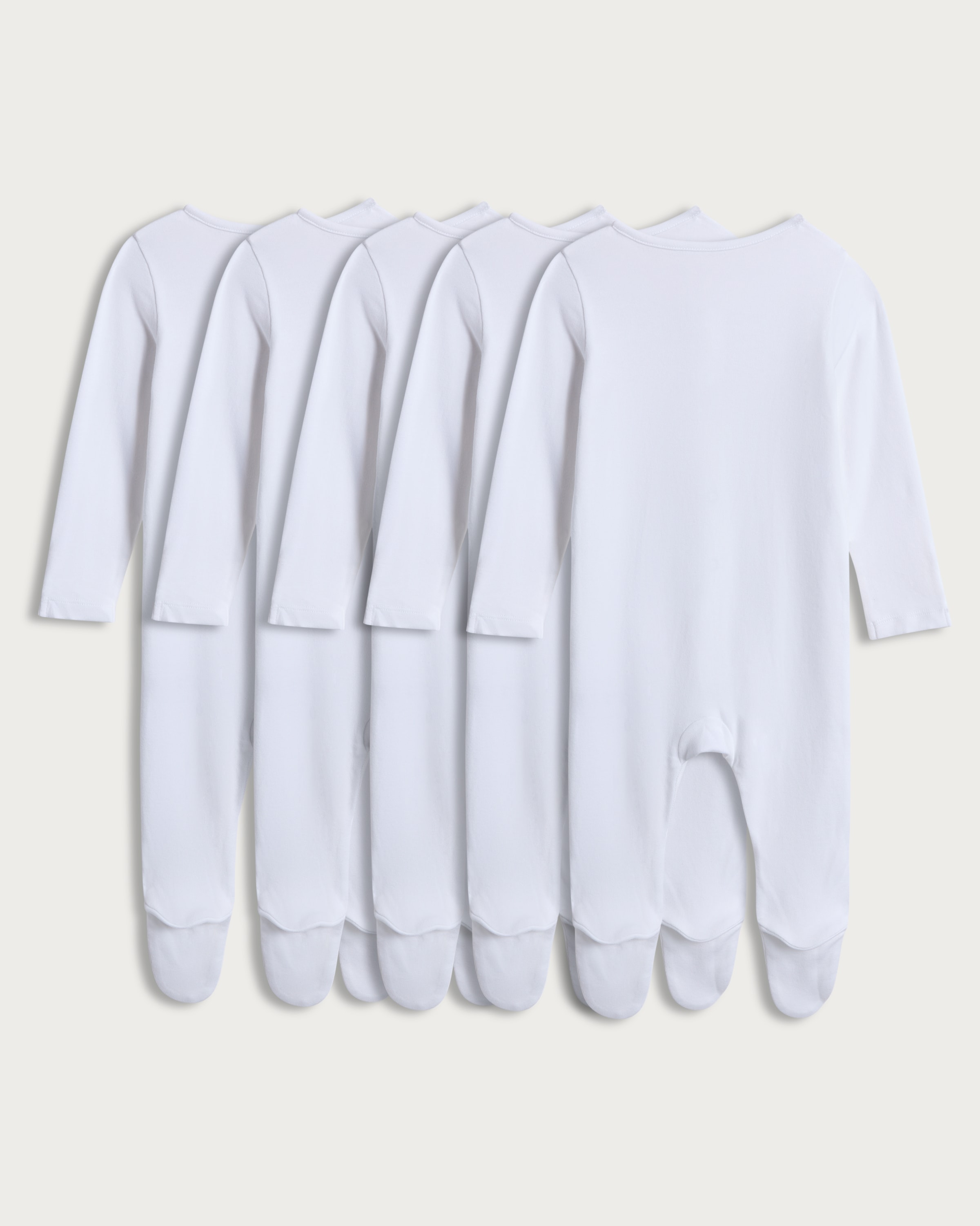 F&F Baby 5-Pack Pure Cotton Long Sleeved Sleepsuits in White thumbnail 2