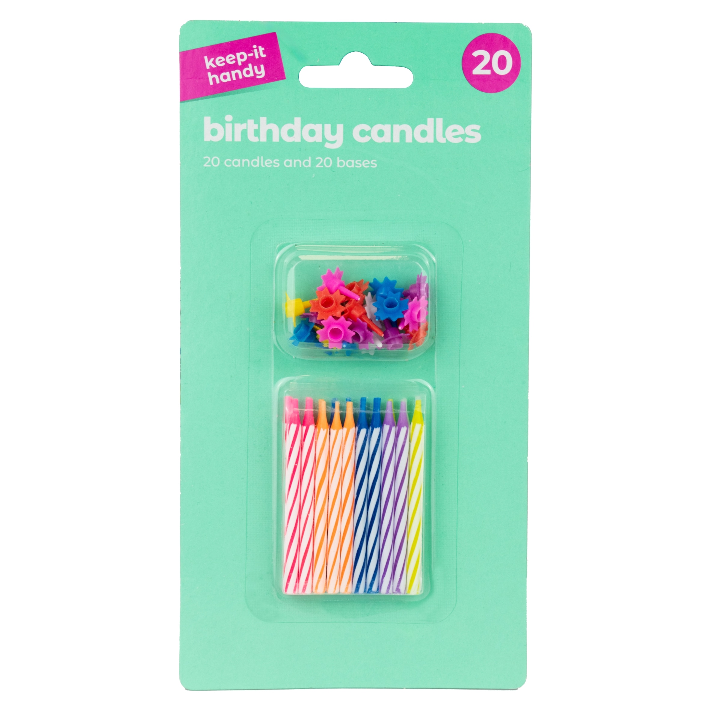 KEEP IT HANDY BIRTHDAY CANDLES & HOLDERS 20 PACK