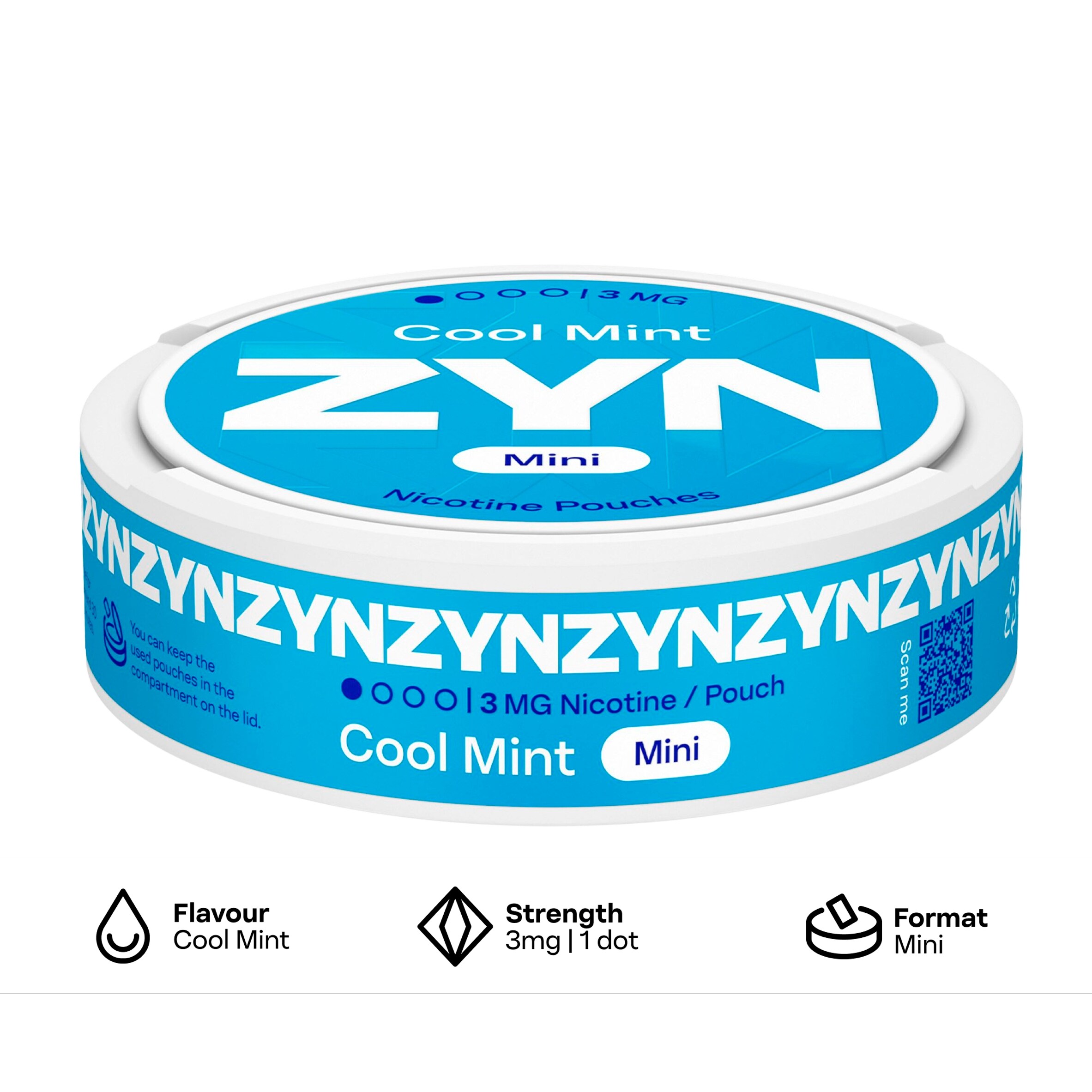 ZYN Cool Mint Mini Medium Nicotine 3mg x 20 Pouches 8g thumbnail 2