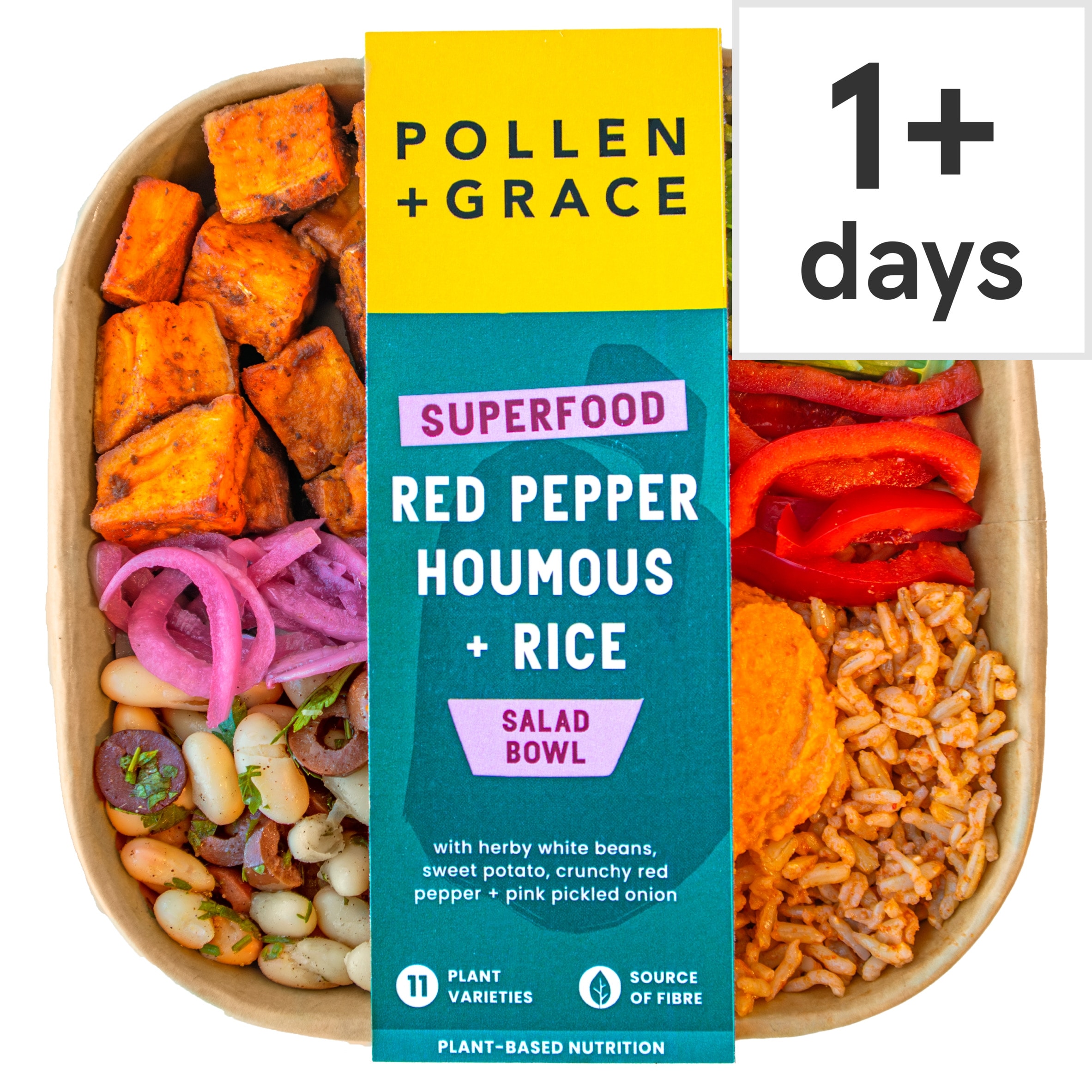 Pollen + Grace Superfood Red Pepper Houmous + Rice Salad Bowl