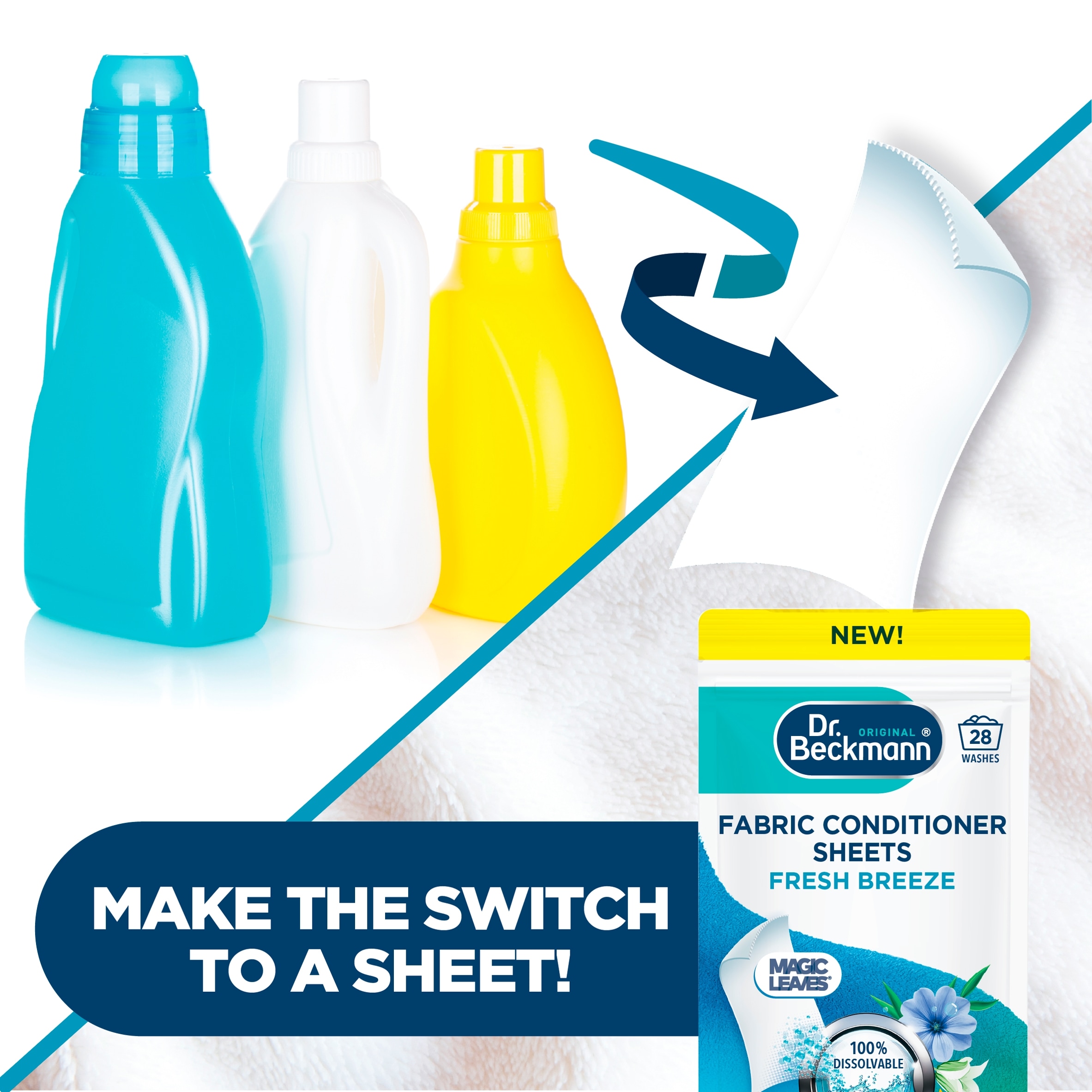 Dr Beckmann Fabric Conditioner 14 Sheets Fresh Breeze, 28 Washes 62g thumbnail 3