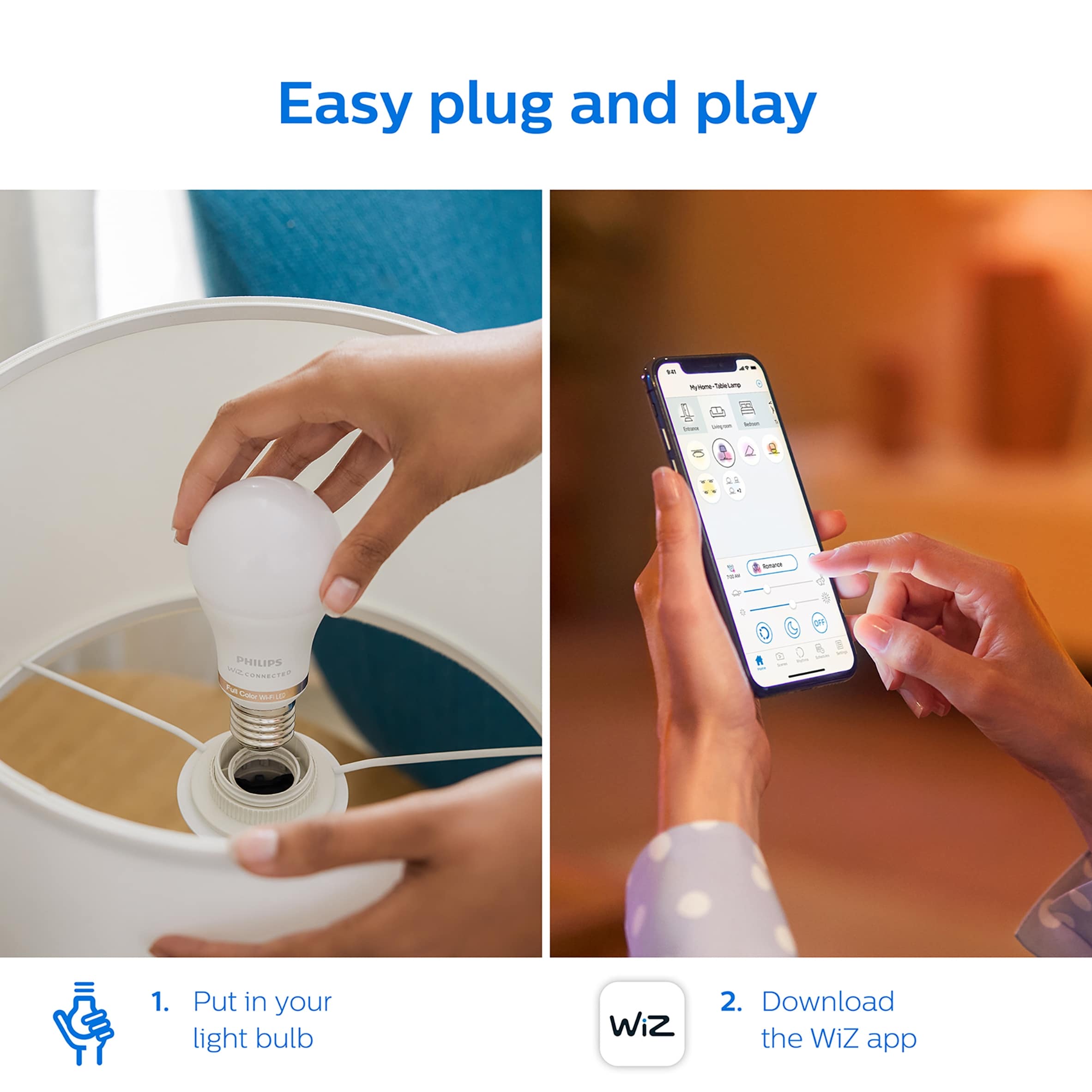 Philips WiZ A60 E27 Colour Smart Light Bulb thumbnail 2