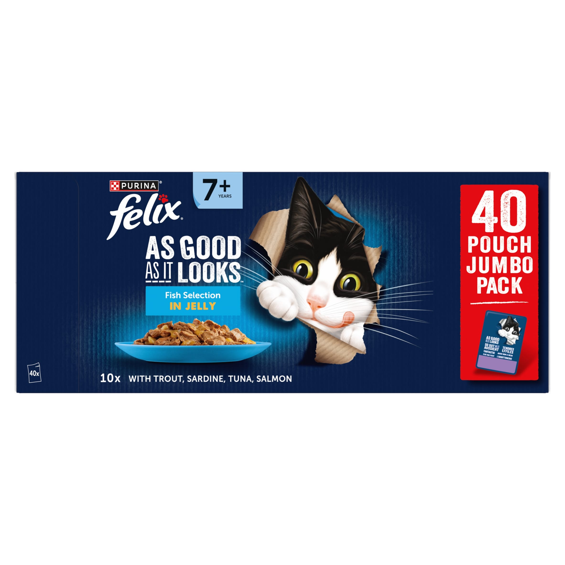 FELIX As Good As it Looks Senior 7+ Fish in Jelly Wet Cat Food 40x85g thumbnail 2