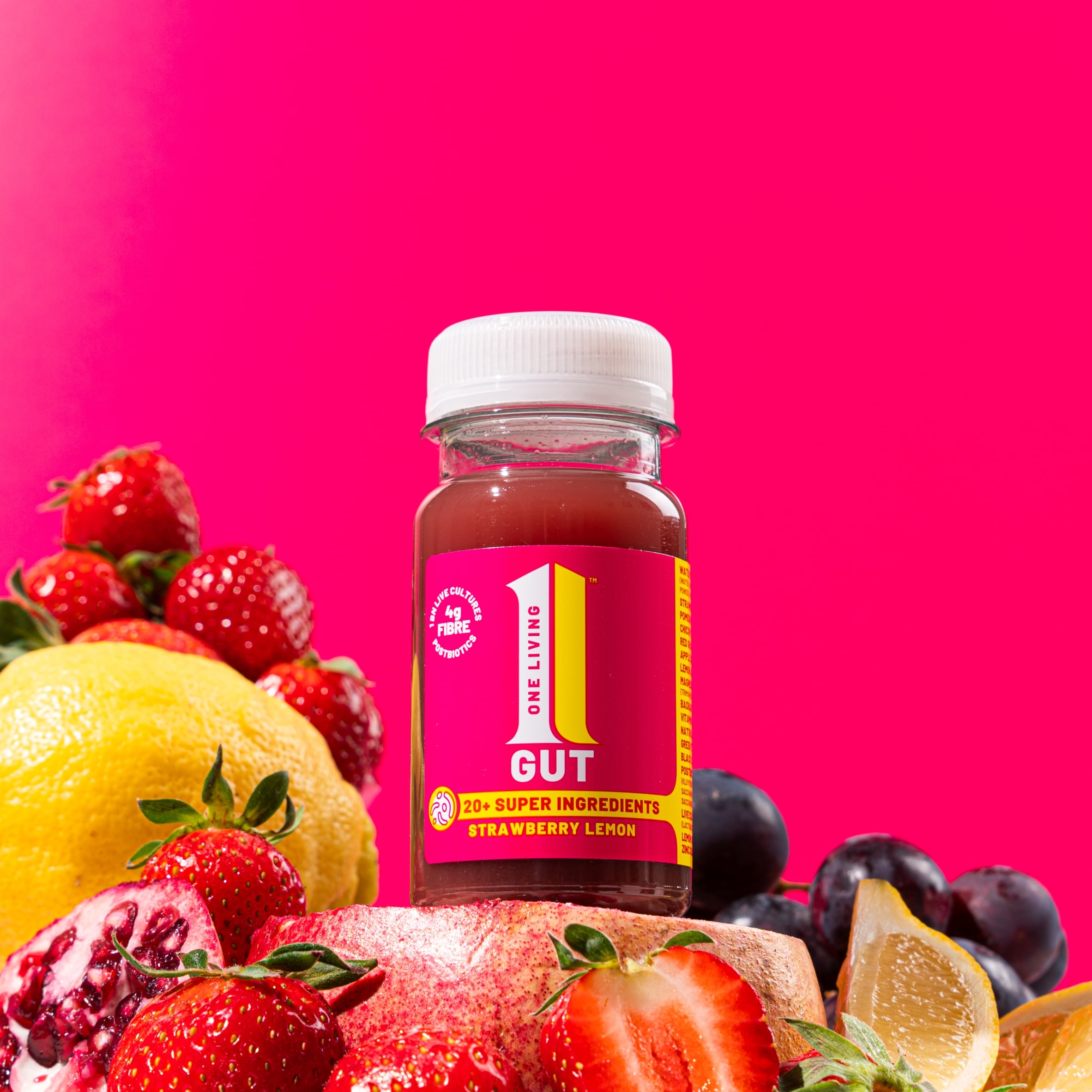 One Living Strawberry Lemon Gut Health Shot 100ml thumbnail 4