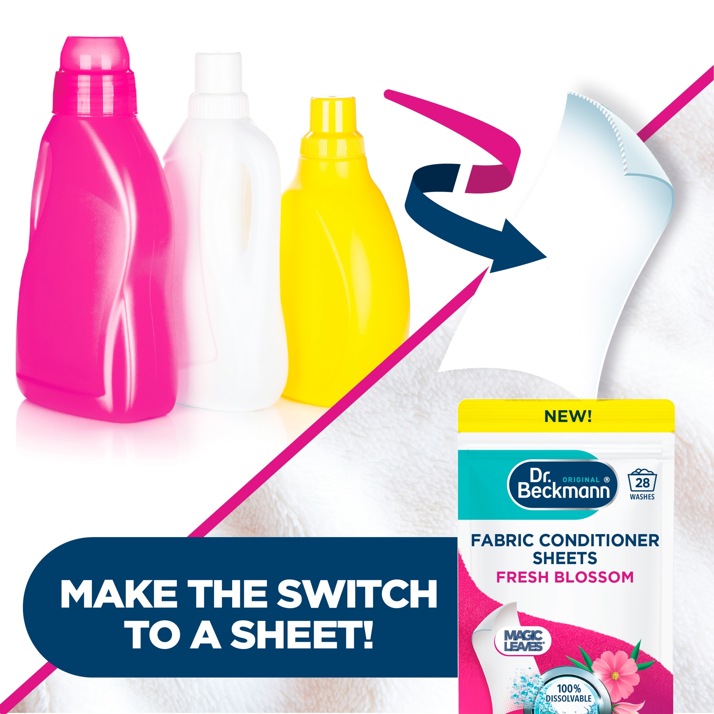 Dr Beckmann Fabric Conditioner 14 Sheets Fresh Blossom 28 Washes 62g thumbnail 3