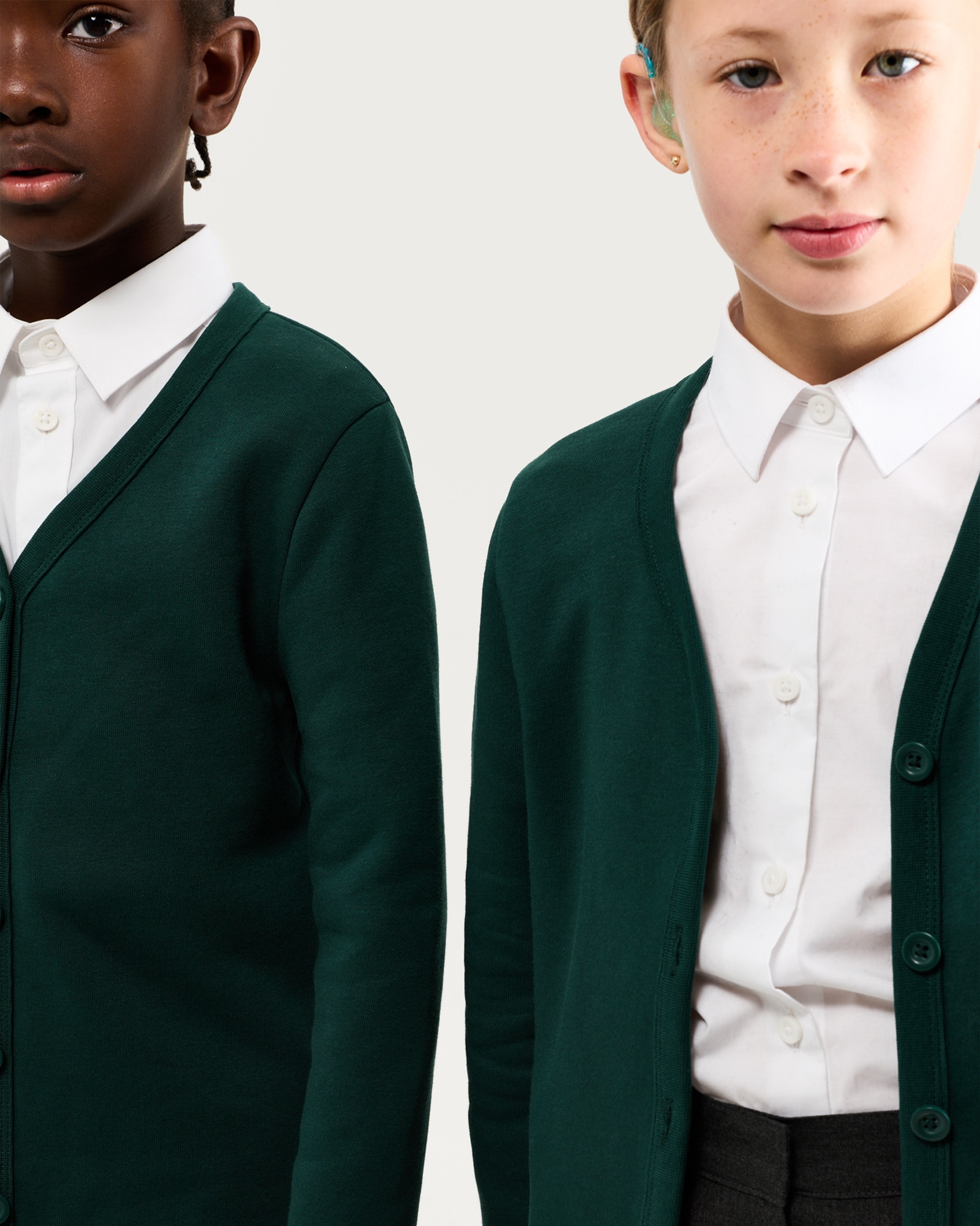 F&F School Unisex 2-Pack Cotton Rich Sweat Cardigans in Green