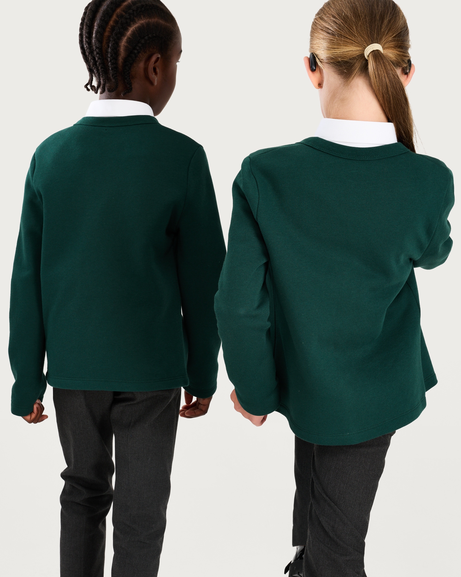 F&F School Unisex 2-Pack Cotton Rich Sweat Cardigans in Green thumbnail 3