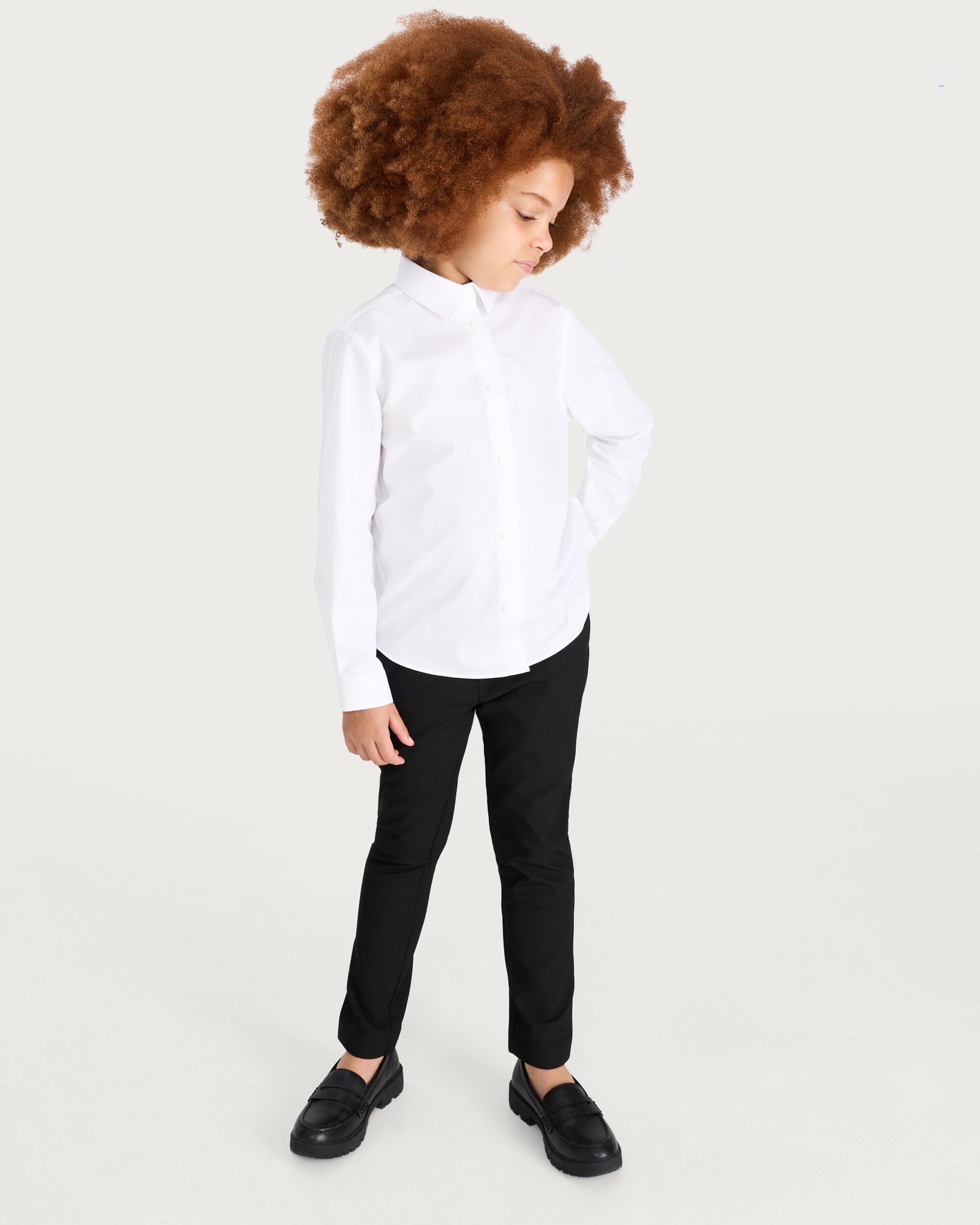 F&F School Girls 3-Pack Dressing Made Easy Long Sleeved Shirts in White thumbnail 2