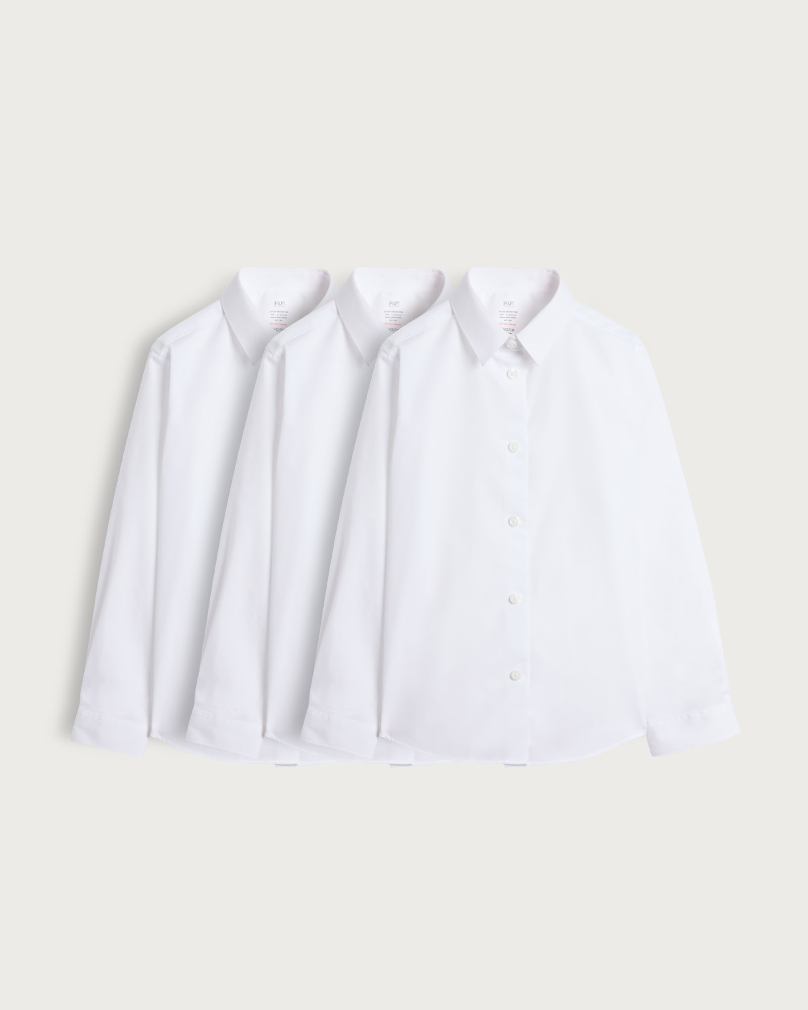 F&F School Girls 3-Pack Dressing Made Easy Long Sleeved Shirts in White thumbnail 4