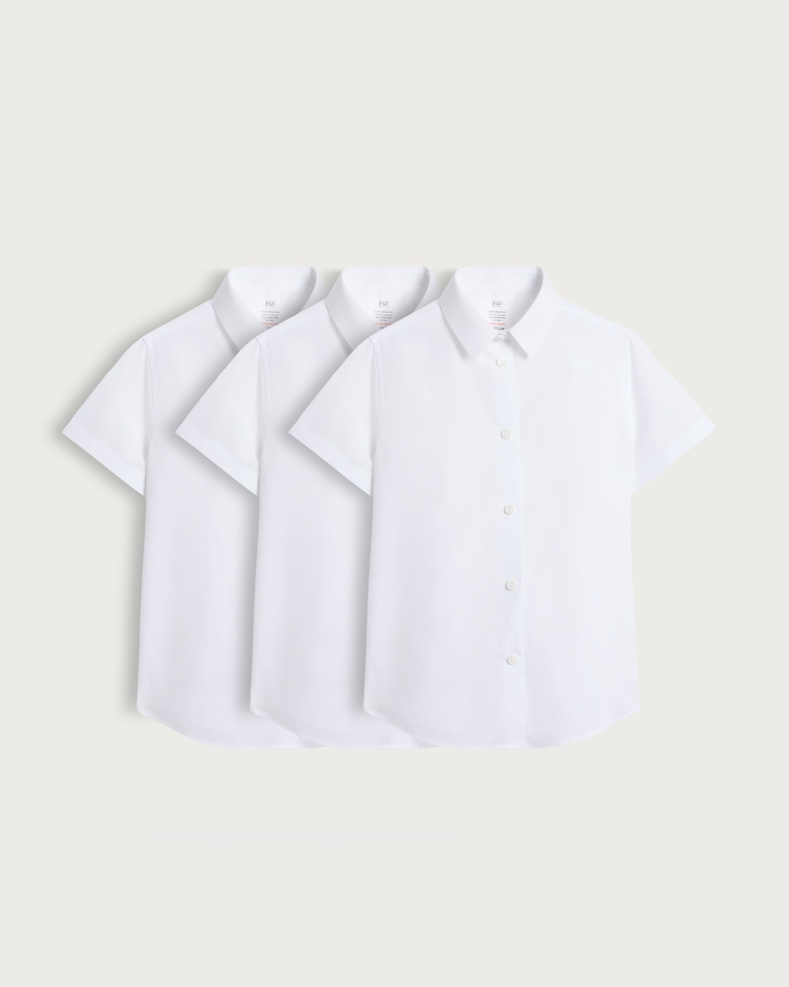 F&F School Girls 3-Pack Dressing Made Easy Short Sleeved Shirts in White thumbnail 4